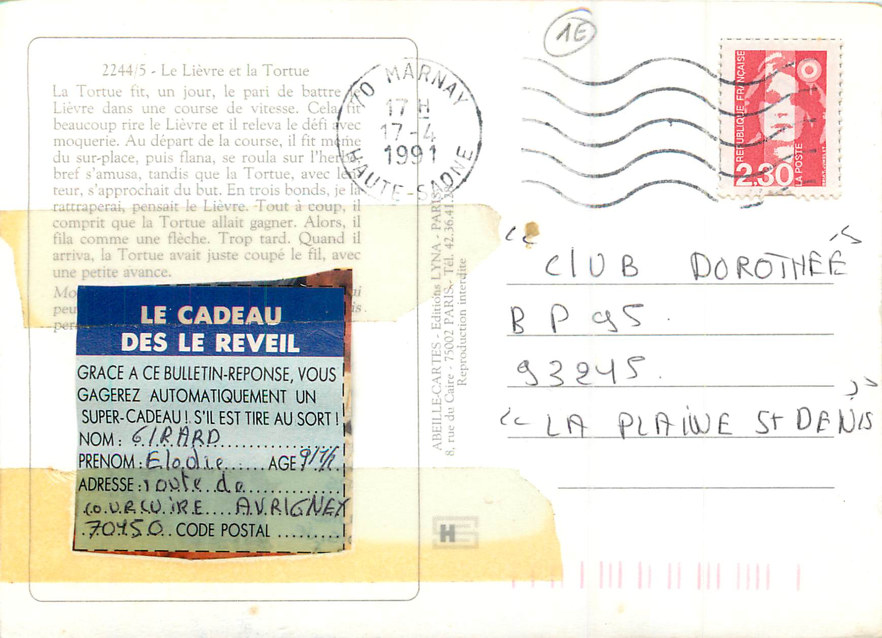 CPM le Lievre et la Tortue — Rückseite