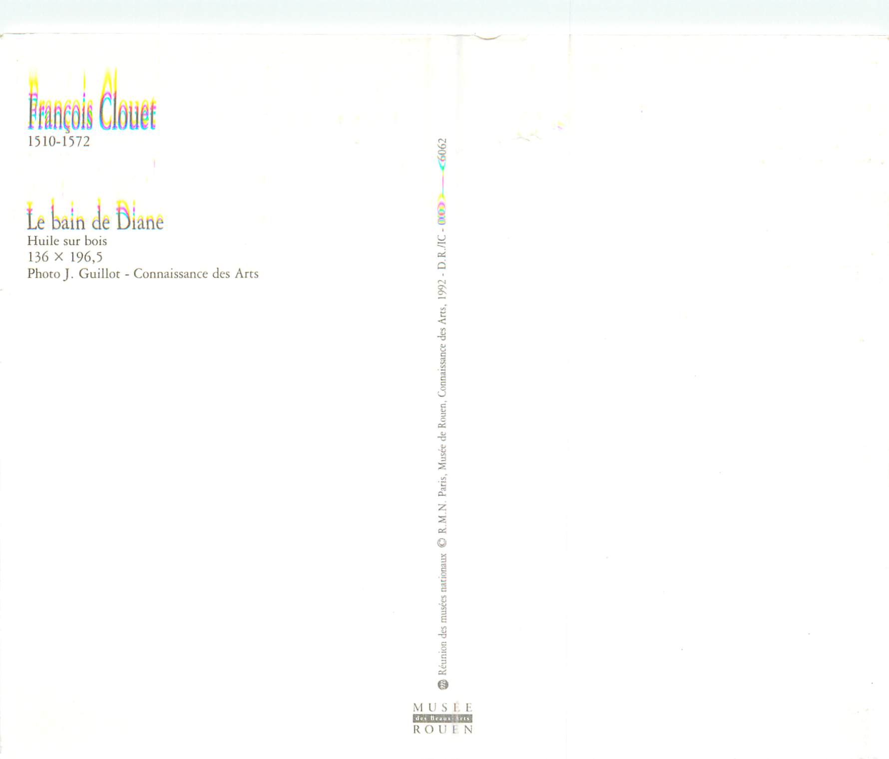 CPM le Bain de Diane Huile sur Bois Francois Clouet 1510 1572  — Verso