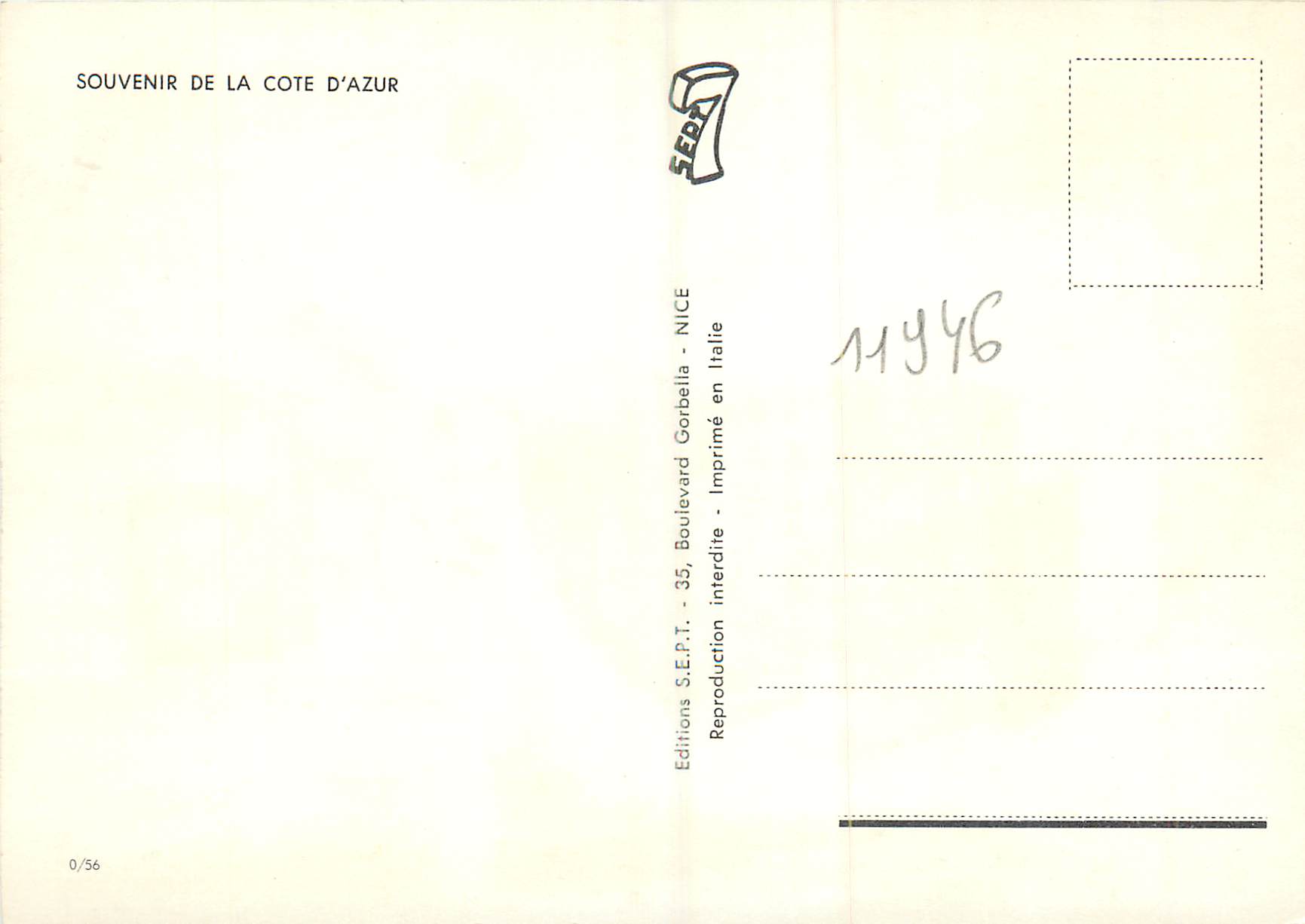 CPM Souvenir de la Cote d'Azur Antibes Nice Monaco Cannes Cap Ferrat Montecarlo — Rückseite