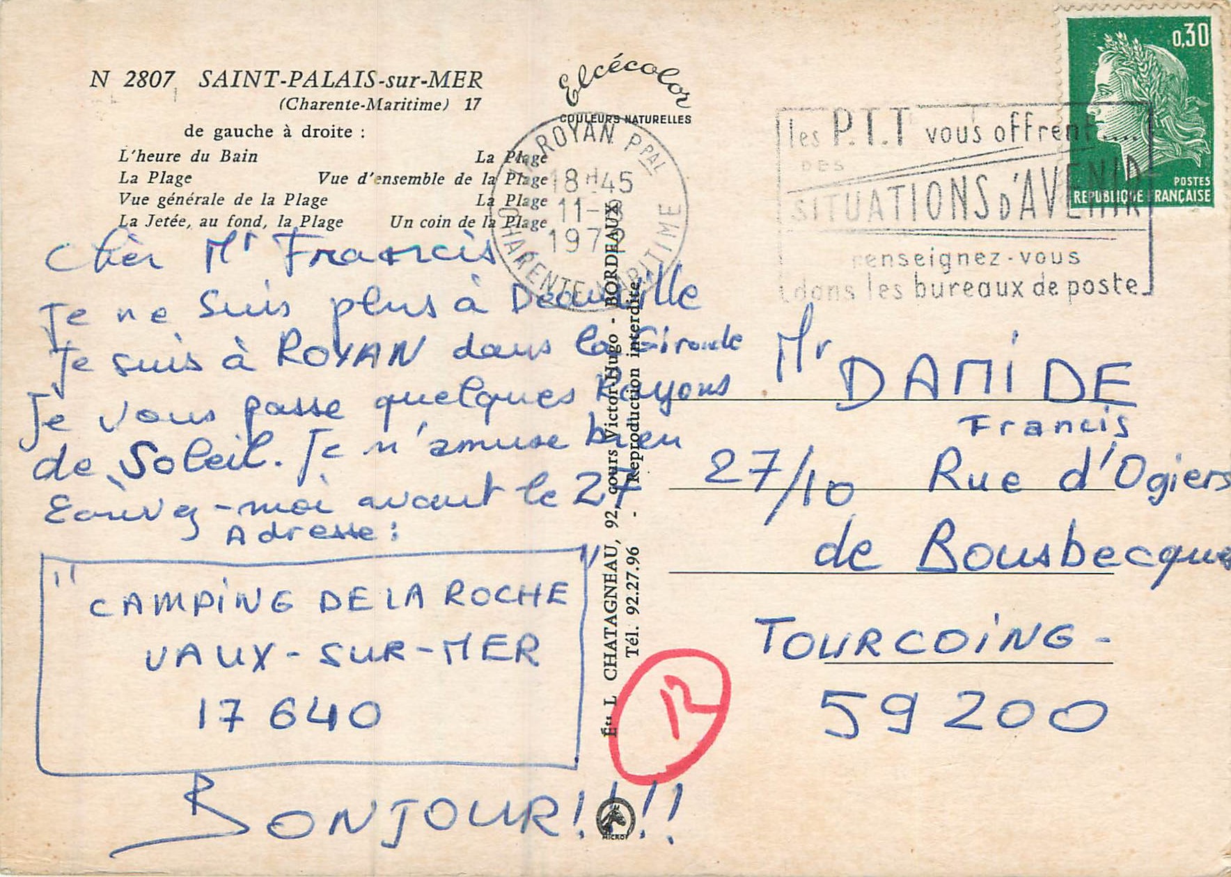 Saint-Palais-sur-Mer — Souvenir de plage et jetée — Éditeur Élégie — Rückseite