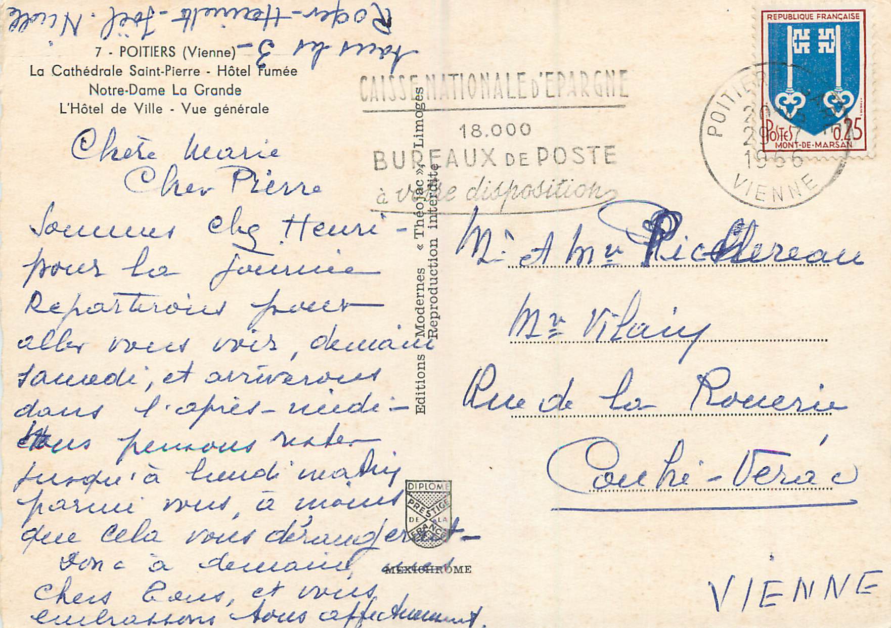 Poitiers — vue générale — Éditions Moderne « Théodé » — Rückseite