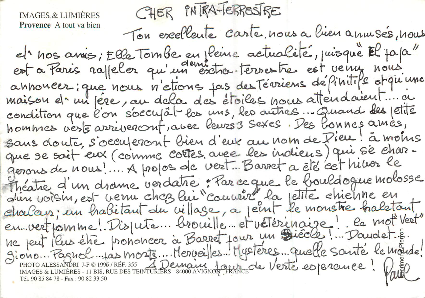 A Tout Va Bien — Provence — ALESSANDRI — Verso