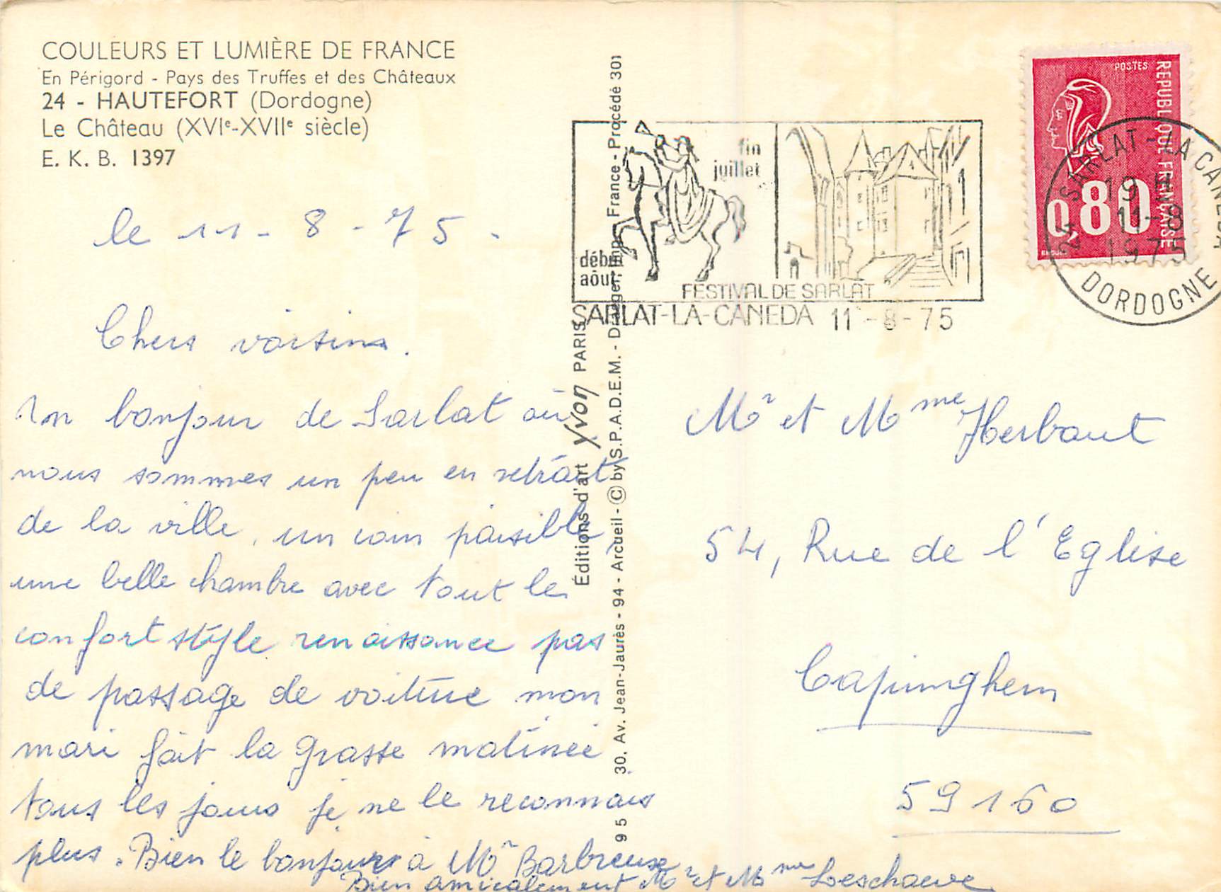Château de Hautefort — Périgord — Éditions d'art Yvon — Rückseite