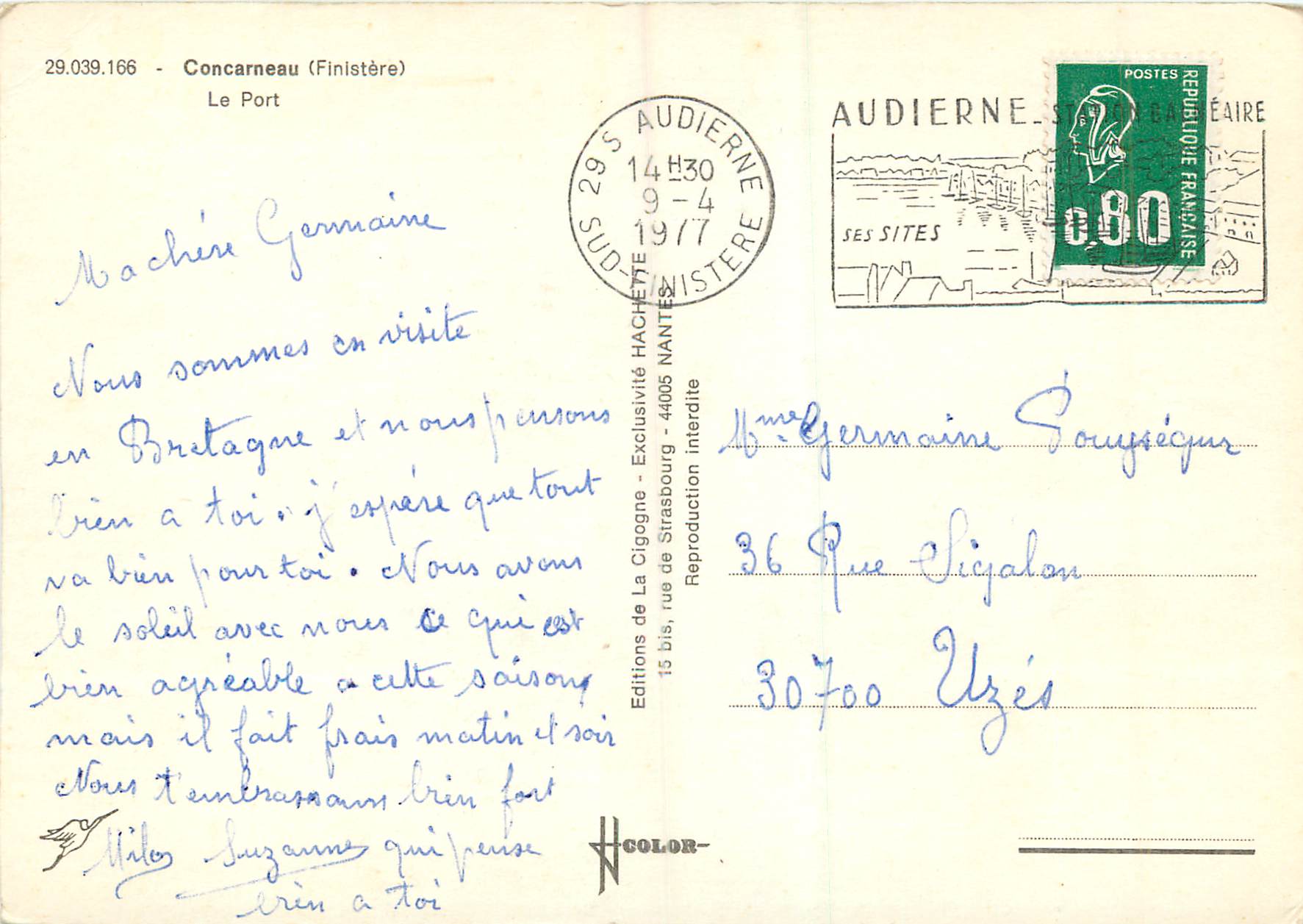 CPM Concarneau (Finistere) le Port Bateaux de peche — Rückseite