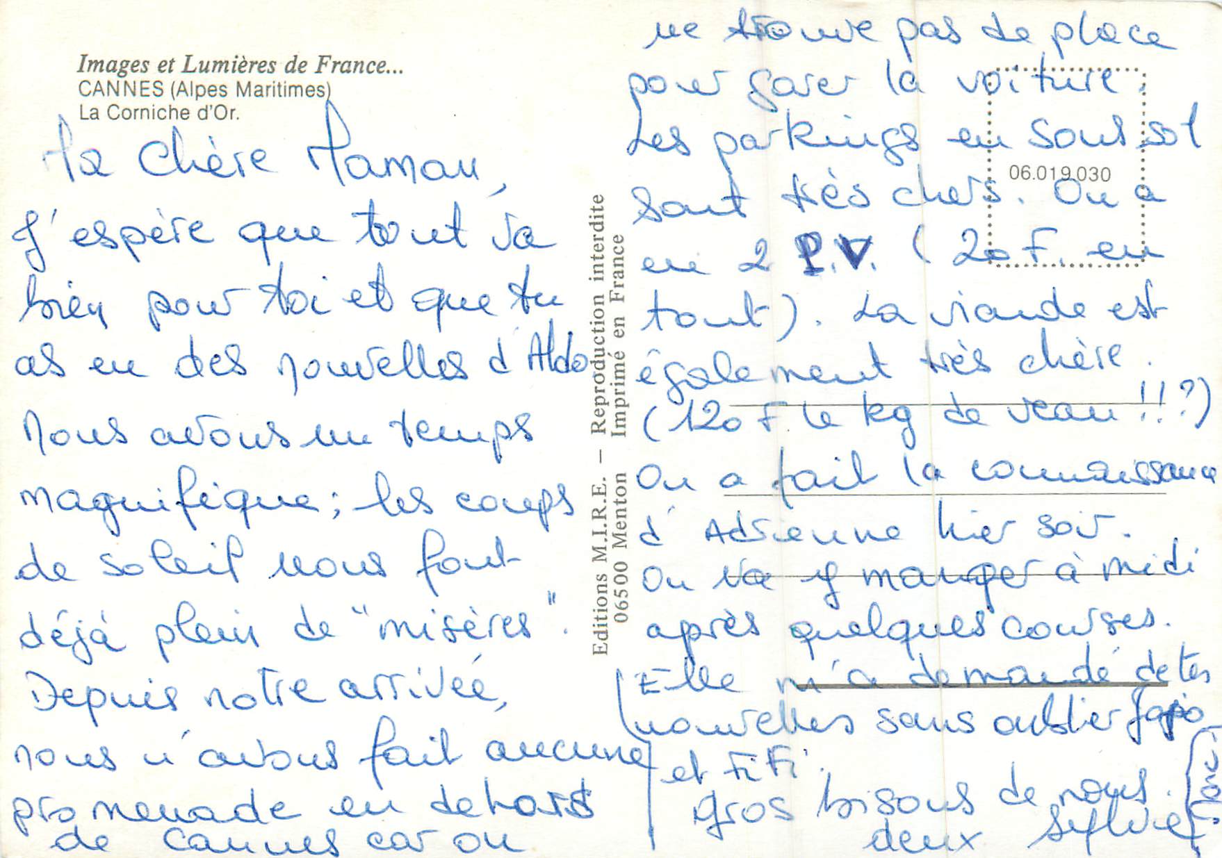 CPM Cannes (Alpes Maritimes) la Corniche d'Or Images et Lumieres de France — Verso