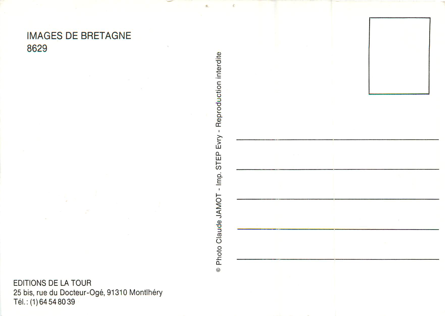 CPM Images de Bretagne Editions de la Tour 25 Bis Rue du Docteur Oge 91310 Montlhery — Rückseite