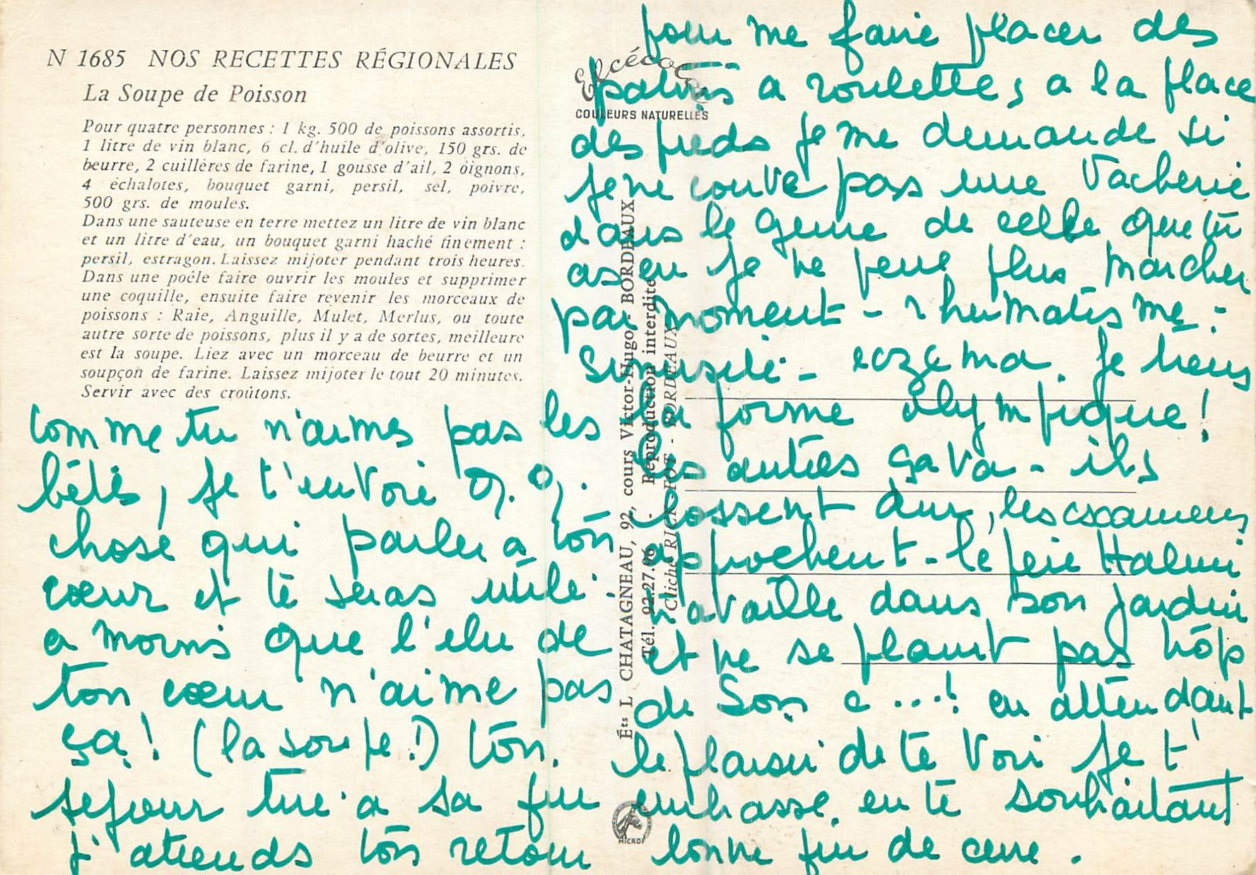 CPM Nos Recettes Regionales la Soupe de Poisson — Rückseite