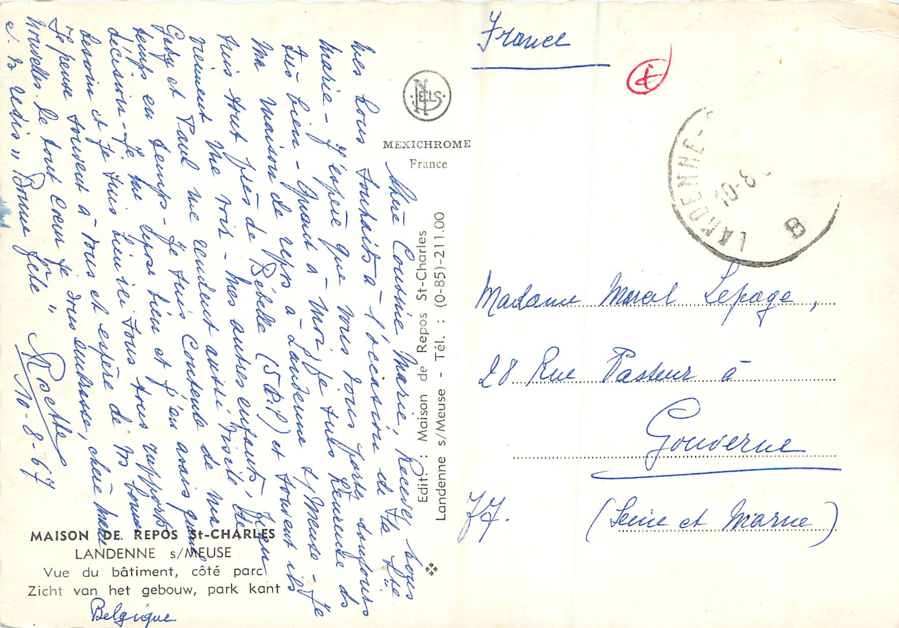 Maison de Repos St-Charles — Landedenne s/Meuse — Éditeur IRIS — Rückseite