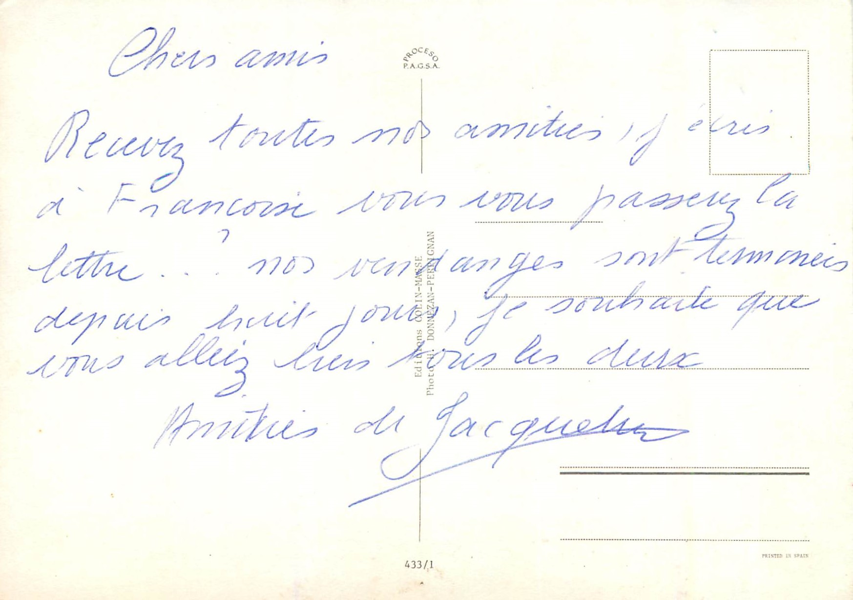 CPA Femme — Verso