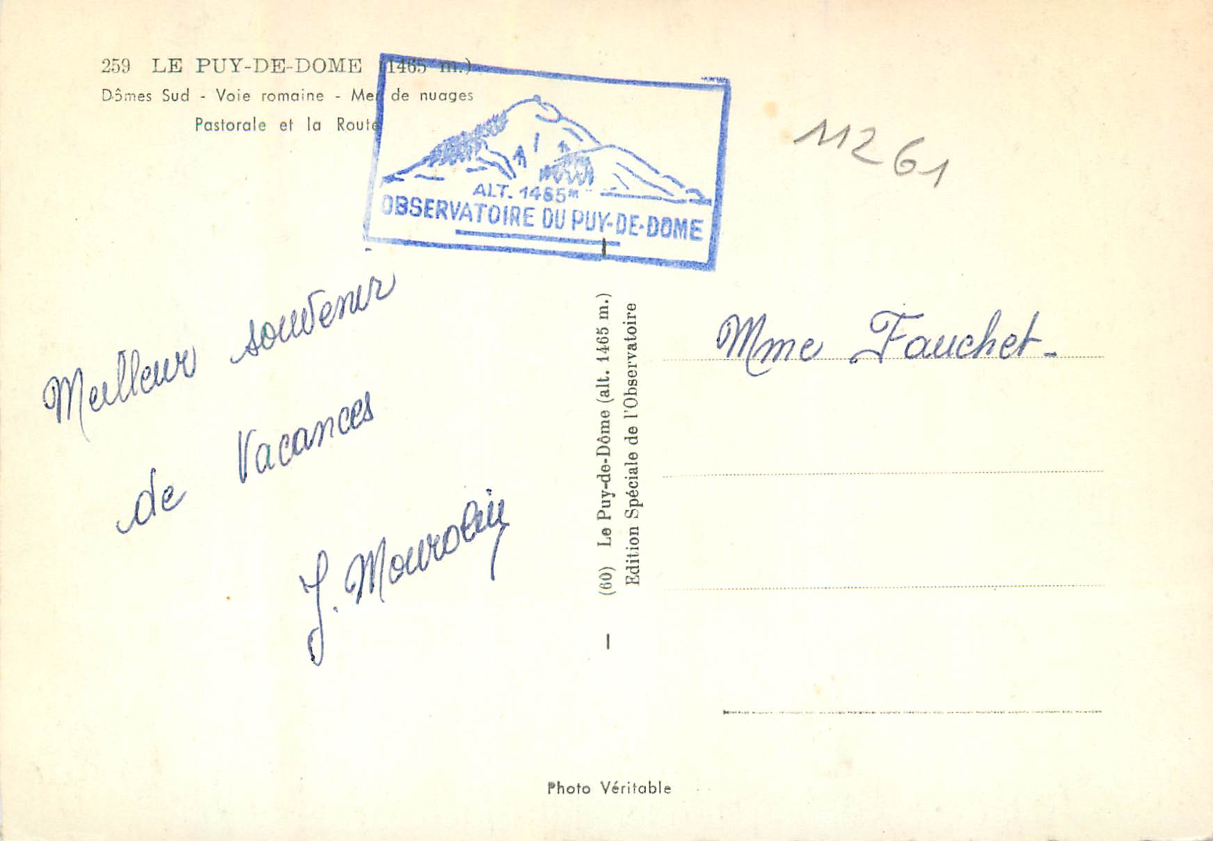 Puy-de-Dôme — Vue panoramique — Édition Spéciale de l'Observatoire du Puy-de-Dôme — Reverso