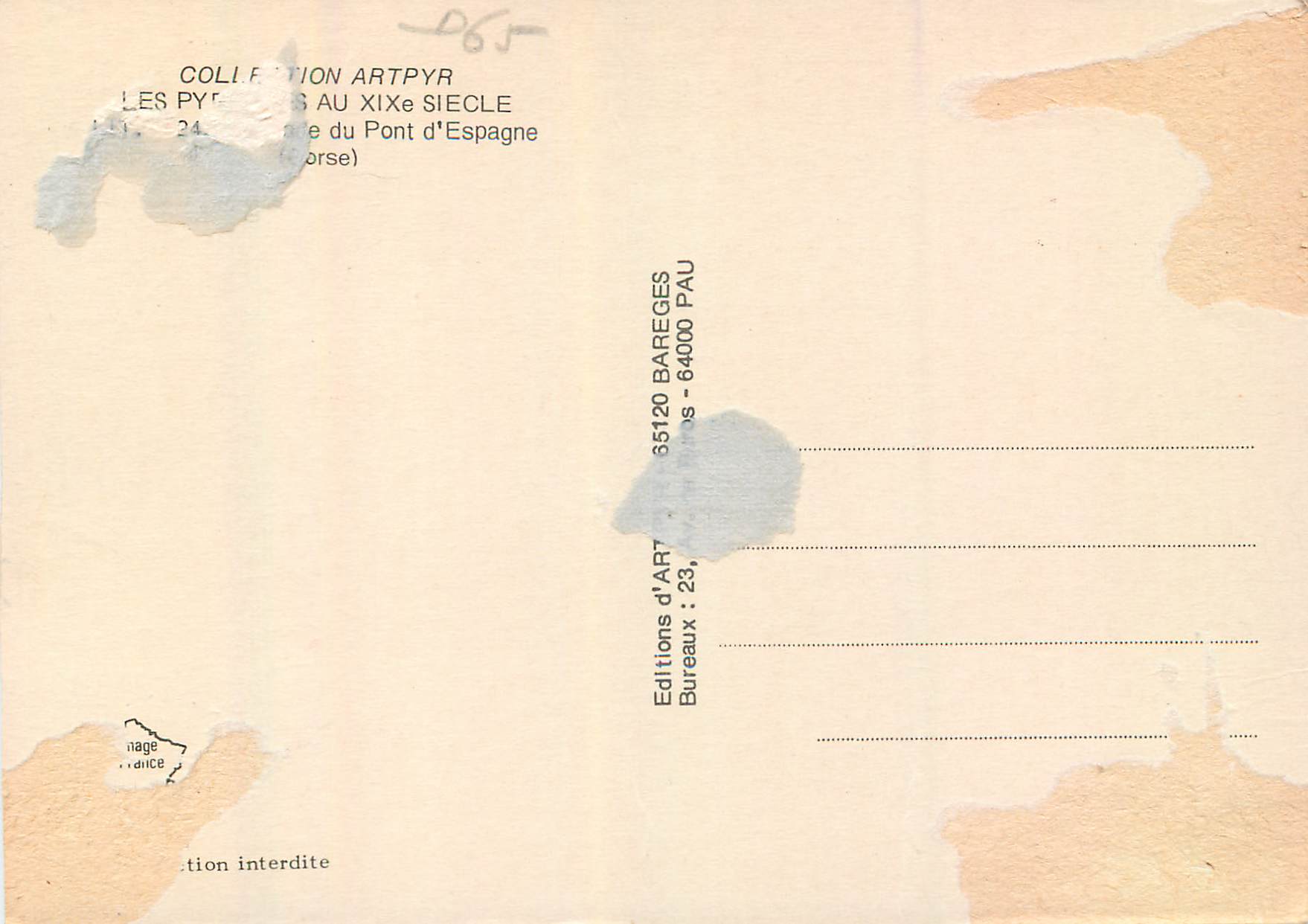 CPM Collection d'Artpyr le Pont d'Espagne — Rückseite