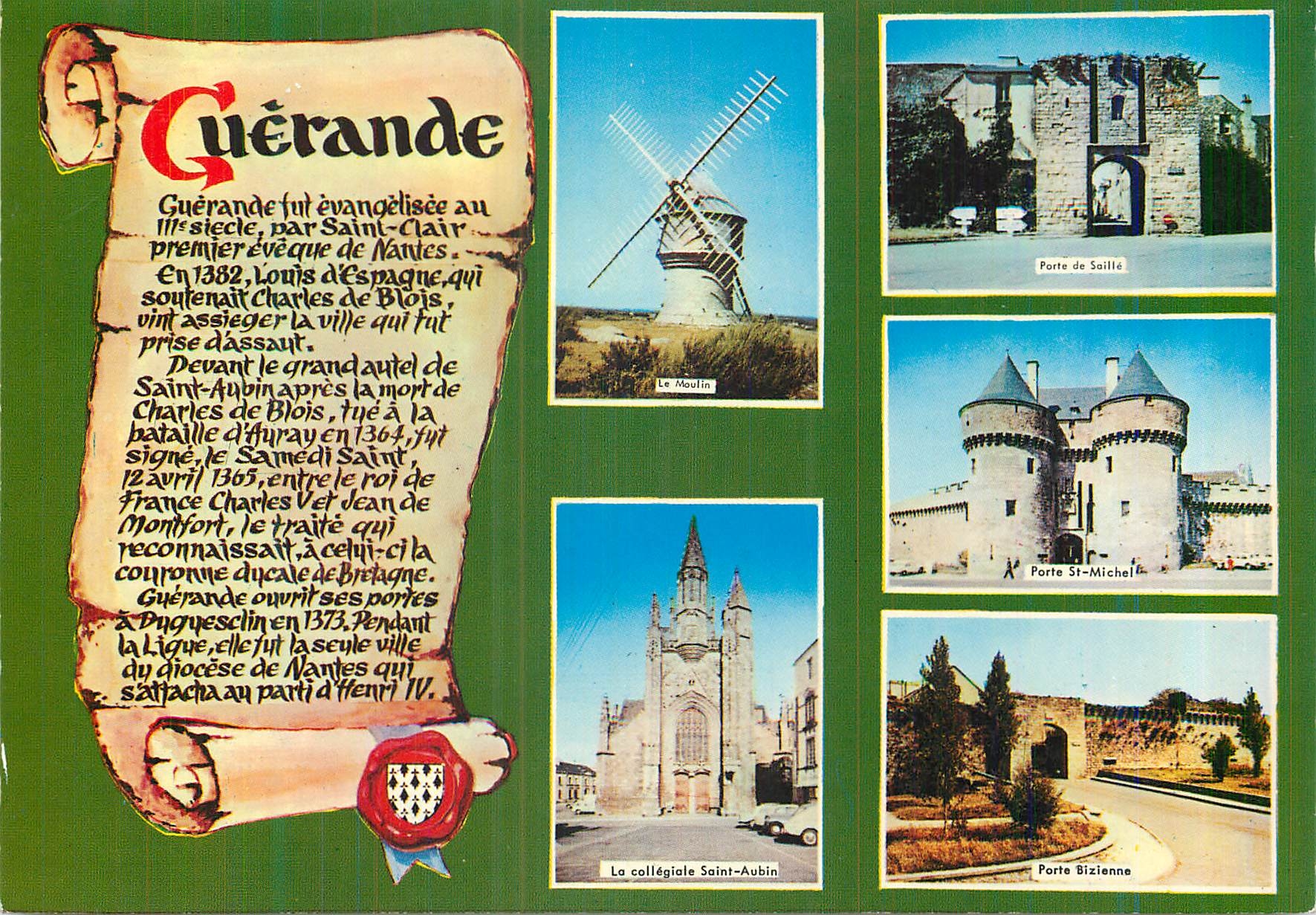 CPM Guerande (Loire Atlantique) Le moulin Porte de Saille Porte St Michel La collegaile Saint Aubin
