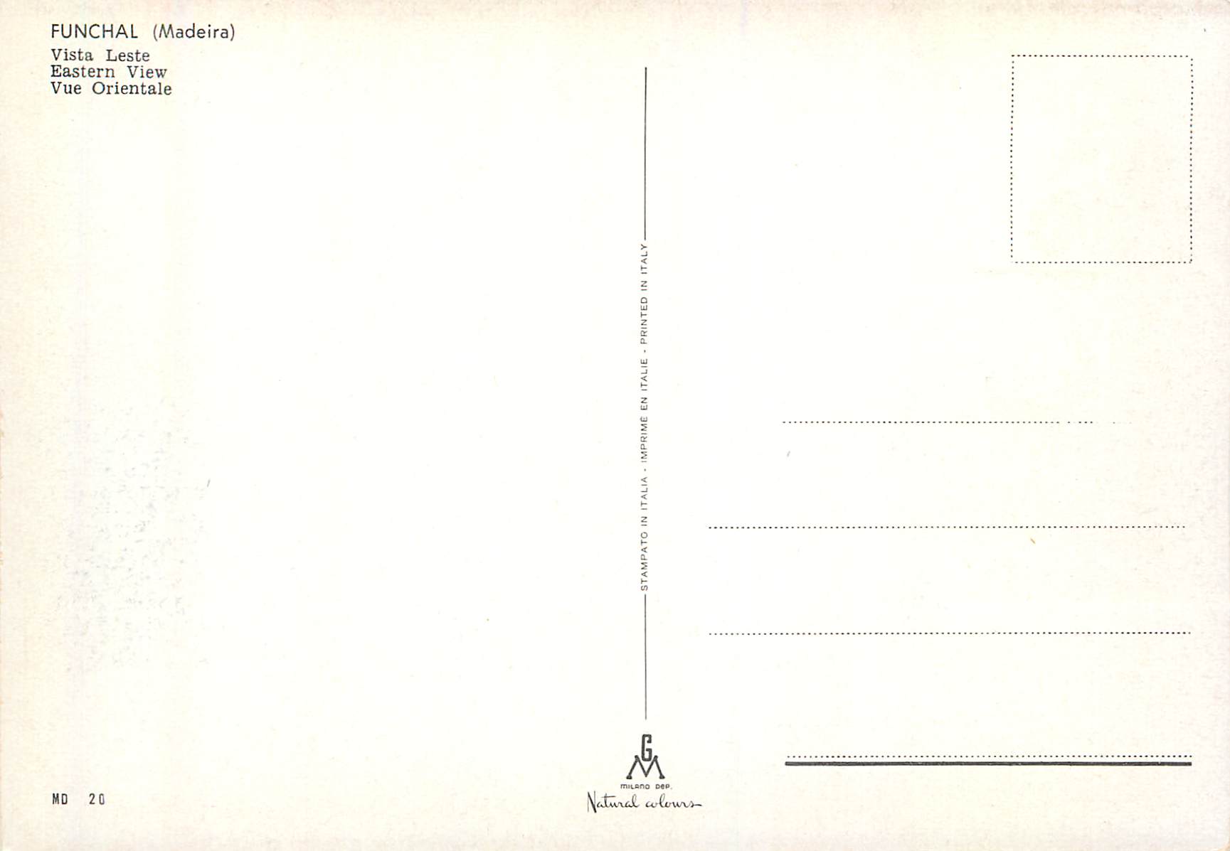 CPM Funchal (Madeira) Vue Orientale — Rückseite