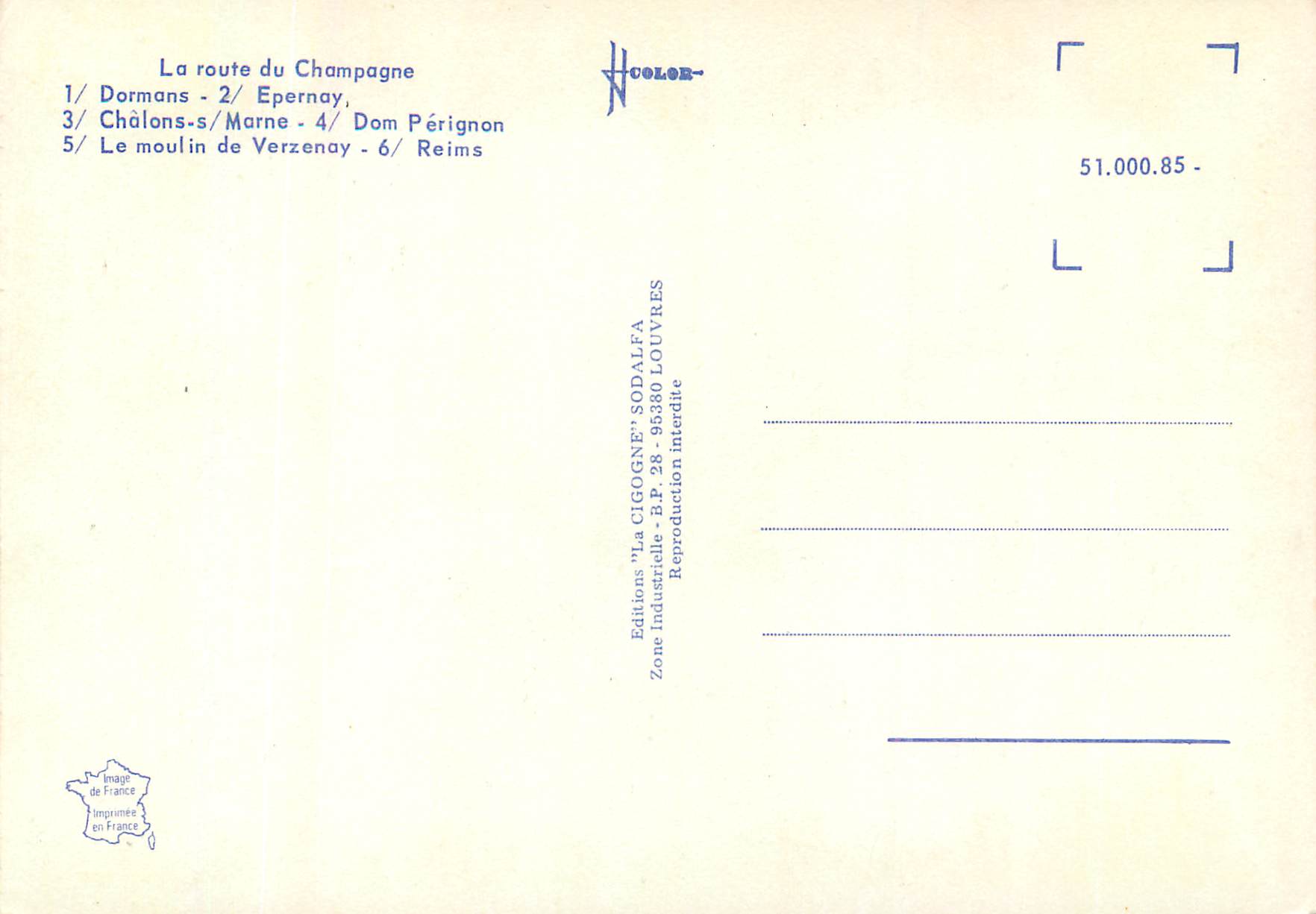 CPM la Route du Champagne Dormans Epernay — Rückseite