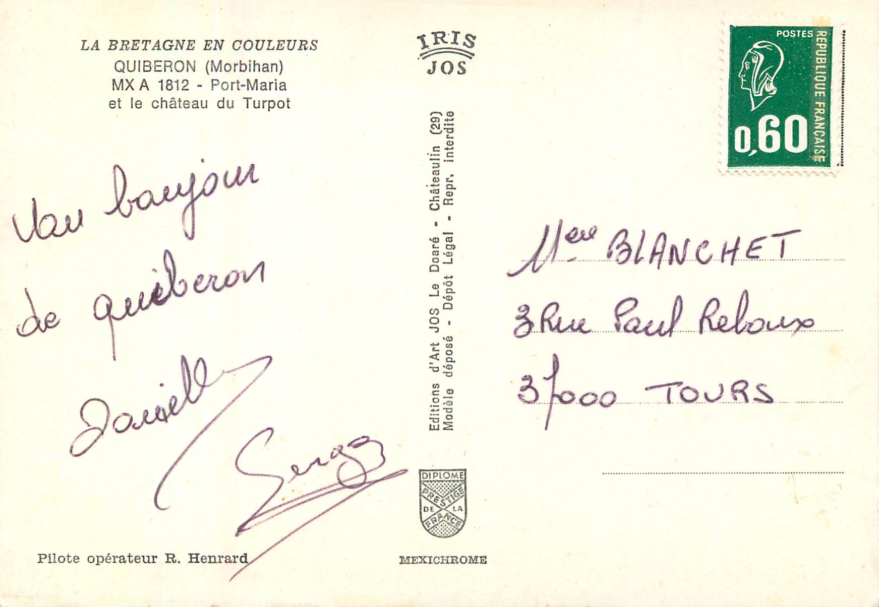 CPM Quiberon  (Morbihan) Port Maria et le Chateau du Tupot — Rückseite