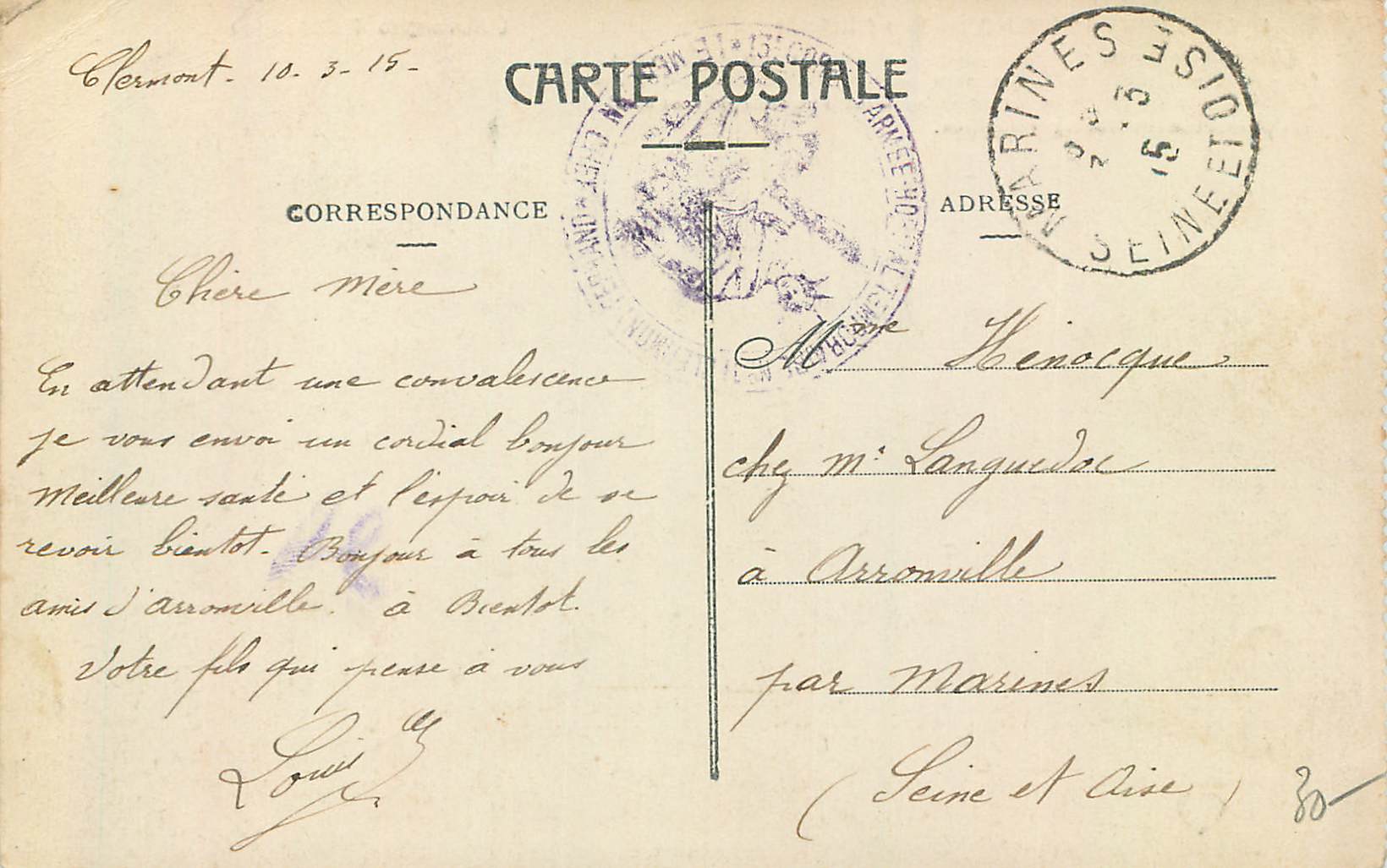 CPA Clermont Ferrand Vue Generale l'Auvergne Pittoresque — Rückseite