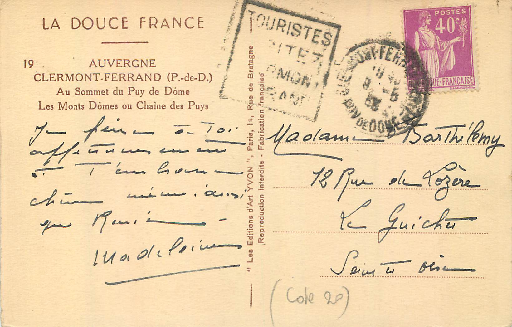 CPA Clermont Ferrand Auvergne au Sommet du Puy de Dome Moutons — Rückseite