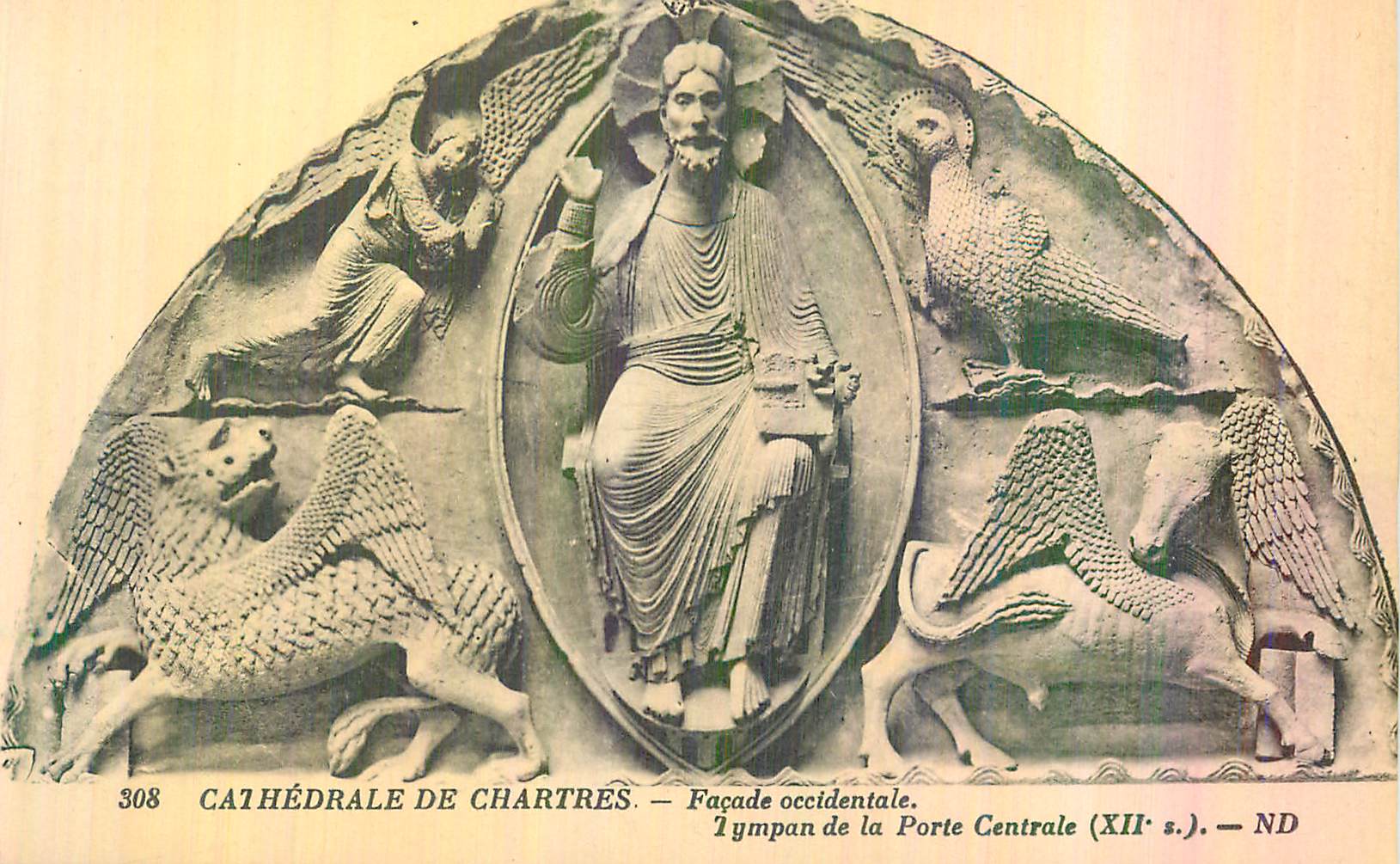 CPA Chartres La Cathedrale Facade Occidentale Tympan de la Porte Centrale  (XIIe S)