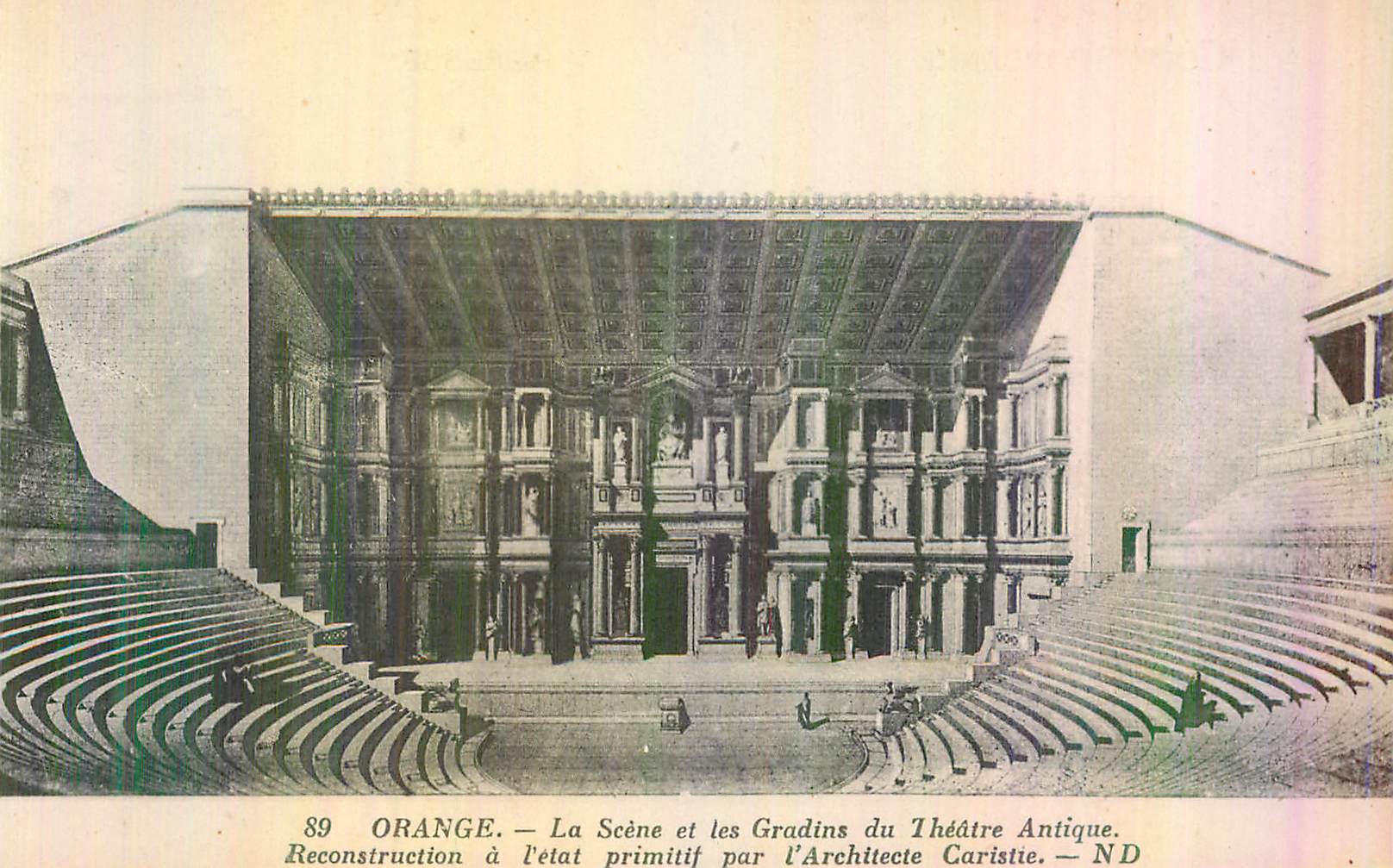 CPA Orange La Scene et les Gradins du Theatre Antique