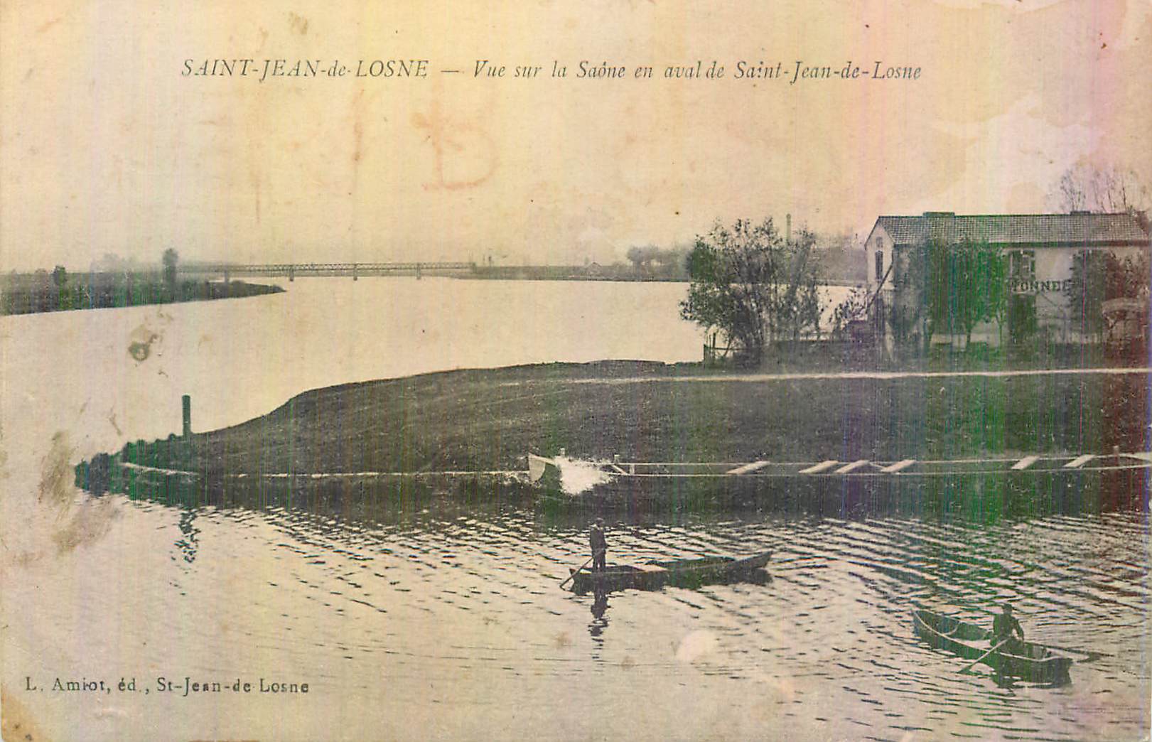 CPA Saint Jean de Losne Vue sur la Saone en Aval de Saint Jean de Losne