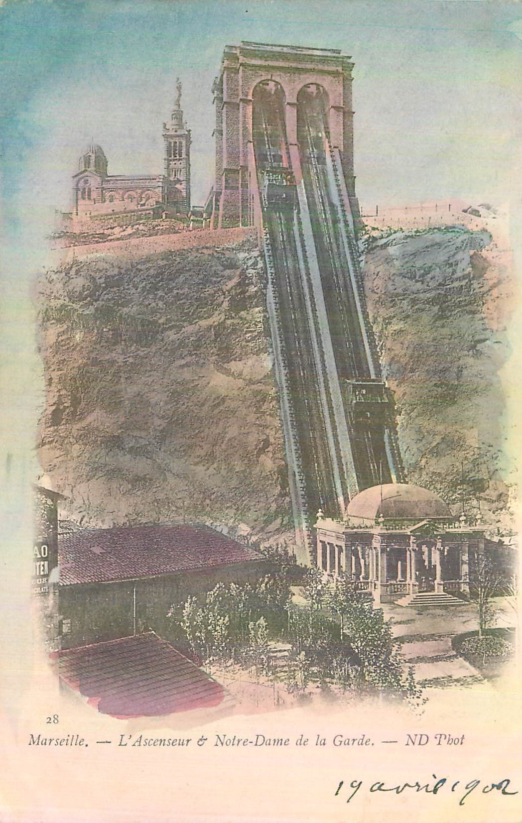 CPA Marseille L'Ascenseur Notre Dame de la Garde
