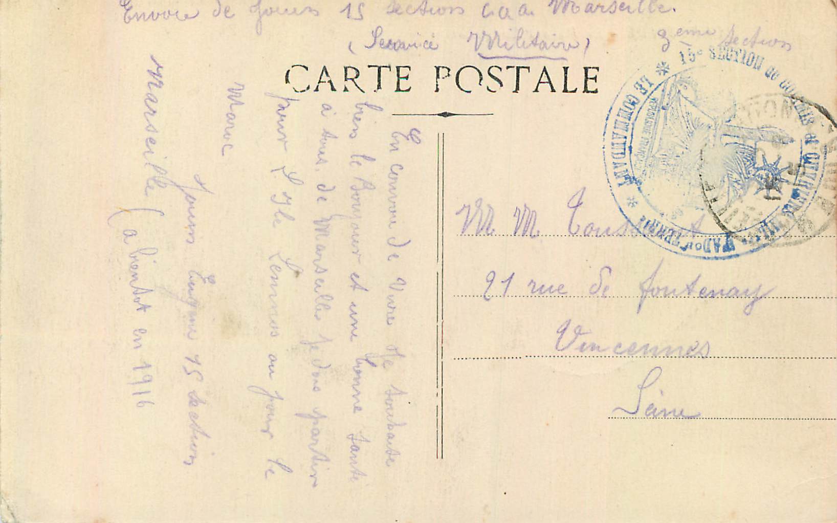 CPA Marseille le Palais Longchamps — Rückseite
