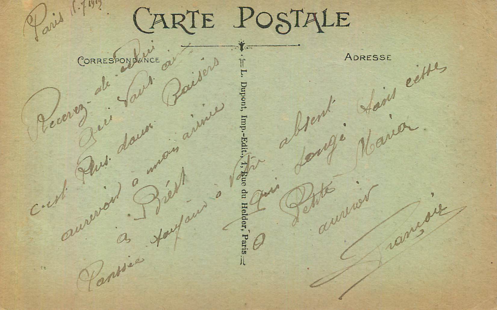 CPA Paris Le Grand Palais — Rückseite