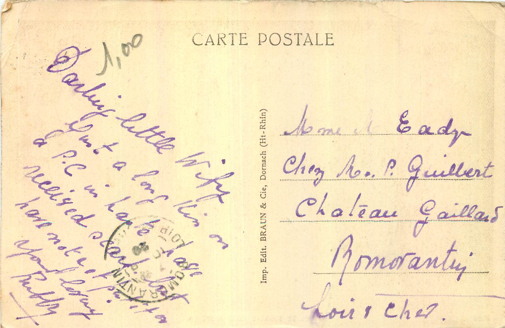 CPA Tunnel de Bussang Cote Alsacien — Back