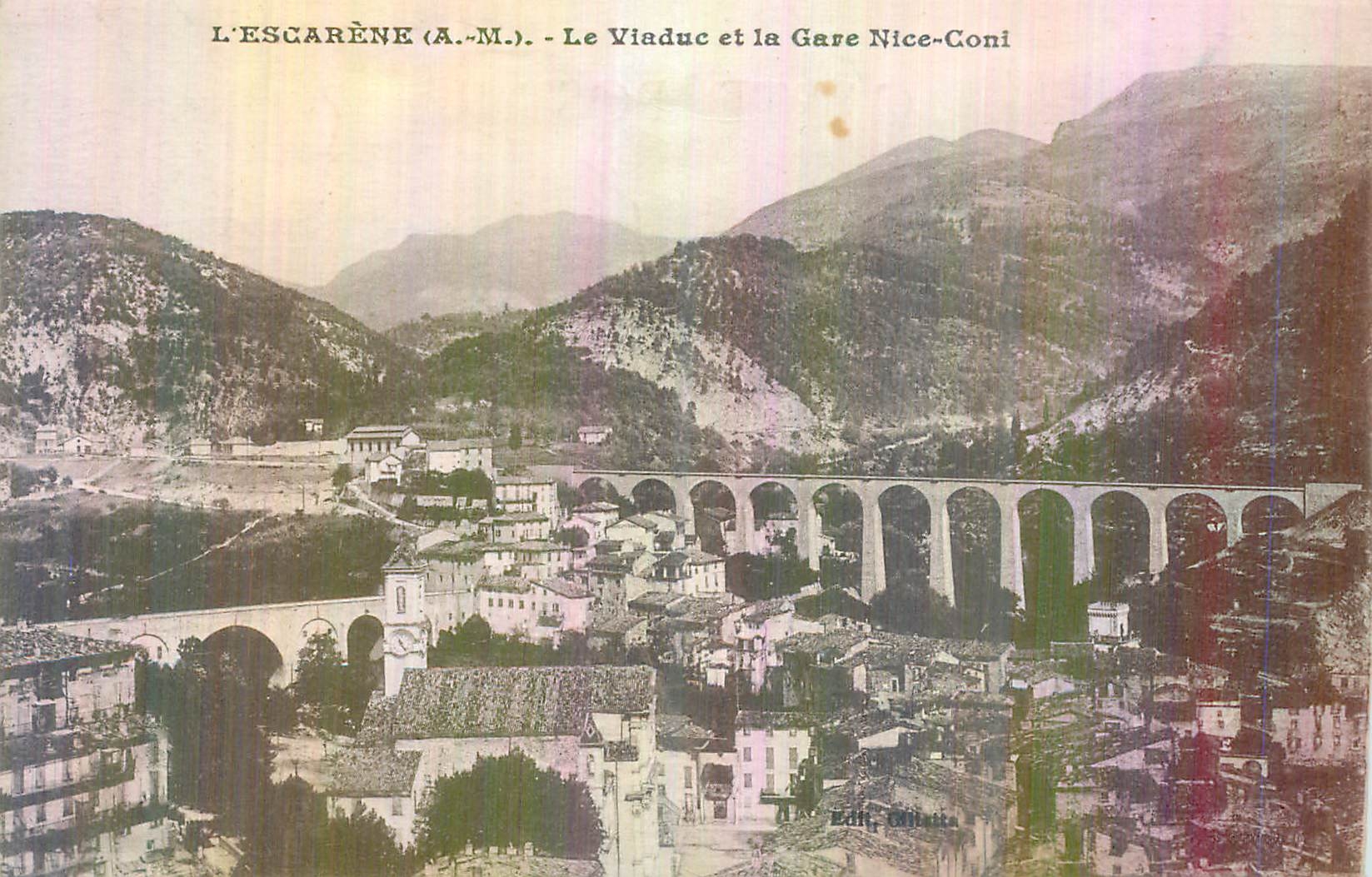 CPA L'Escarene (A M) Le Viaduc et la Gare Nice Coni