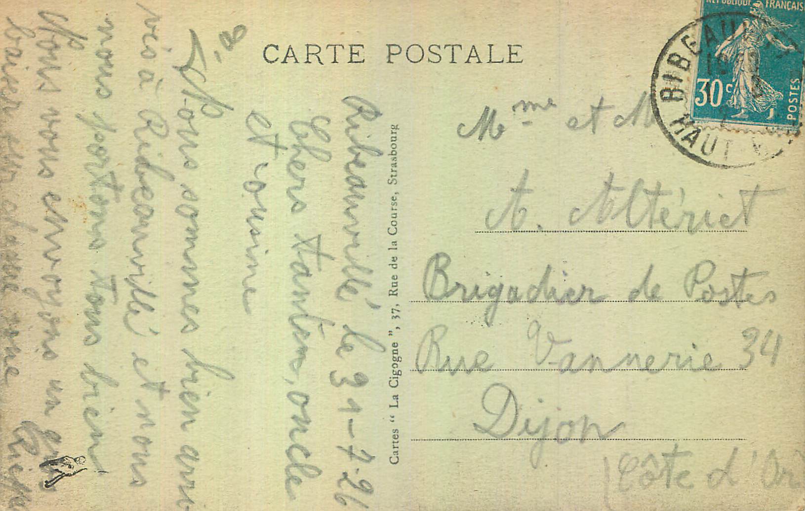 CPA N D de Dusenbach pres Ribeauville (Alsace) — Rückseite