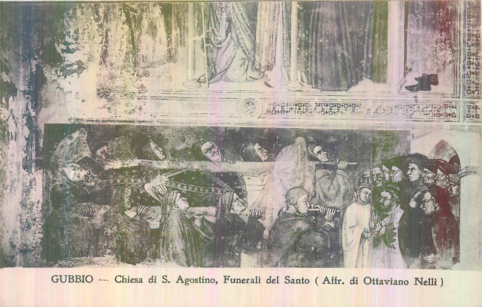 CPA Gubbio Chiesa di S Agostino Funerali del Santo (Affr di Ottavio Nelli)