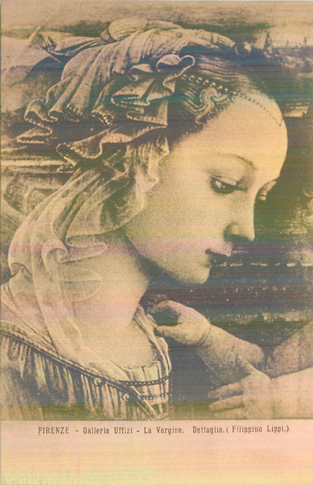 CPA Firenze Galleria Uffizi La Vergine Dettaglio (Filippino Lippi)