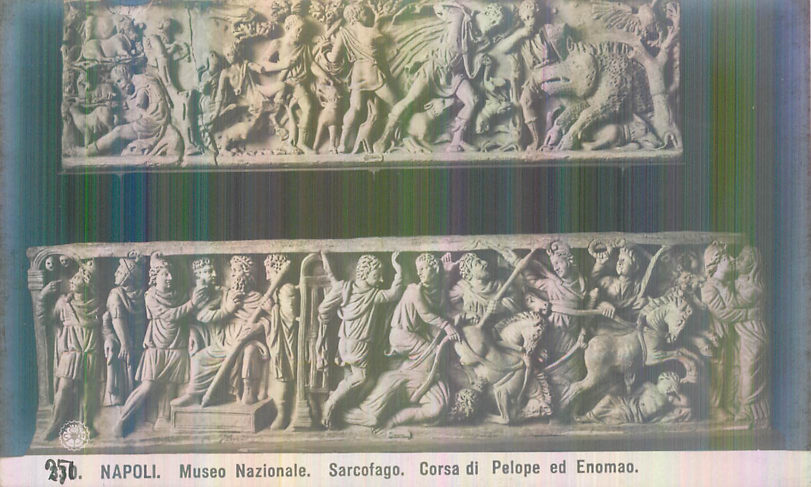 CPA Napoli Museo Nazionale Sacrofago Corsa di Pelope ed Enomao