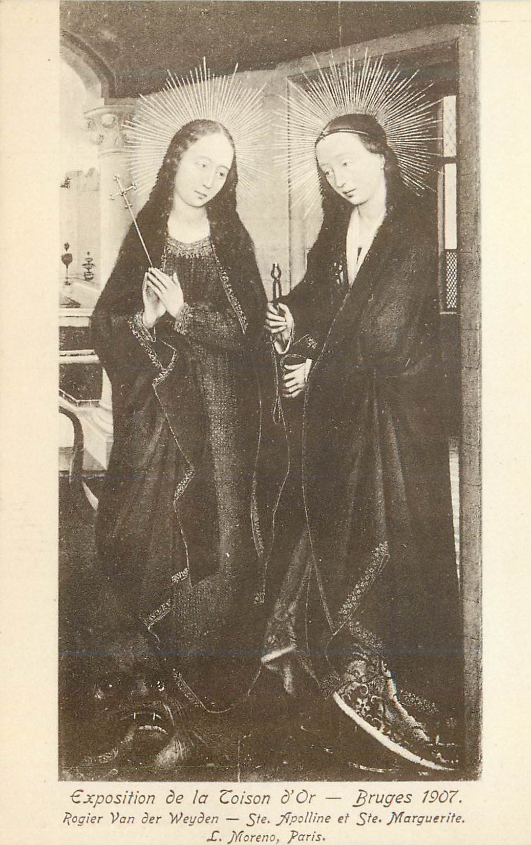 CPA Bruges 1907 Exposition de la Toison d'Or Ste Apolline eet Ste Marguerite L Moreno Paris