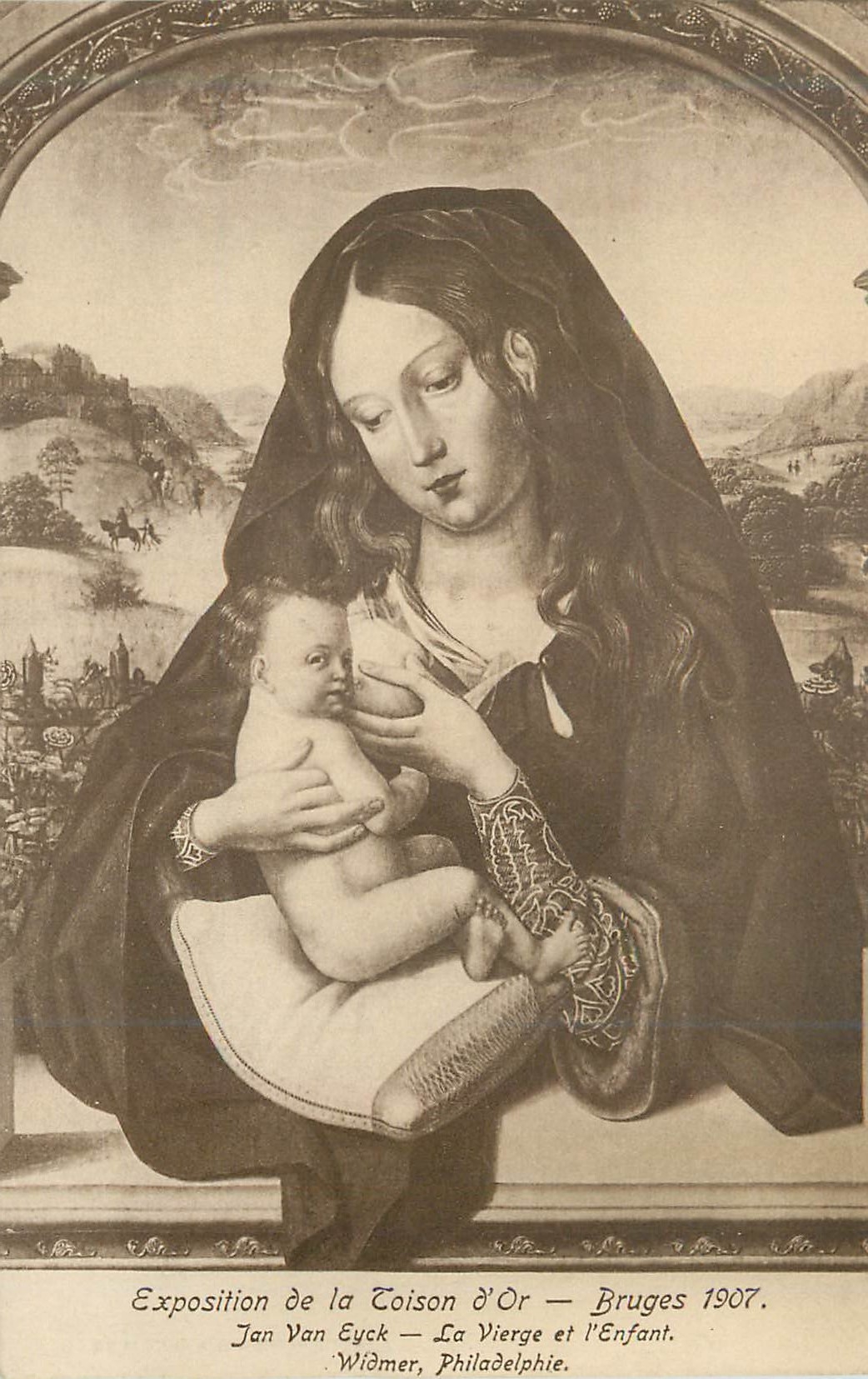 CPA Bruges 1907 Exposition de la Toison d'Or Jan Van Eyck La Vierge et l'Enfant