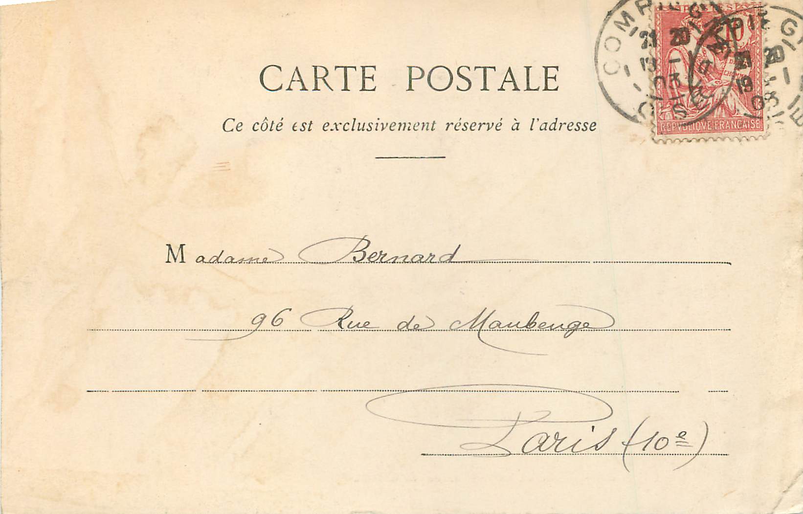 CPA Pierrefonds La cour du Château (carte 1900) — Verso