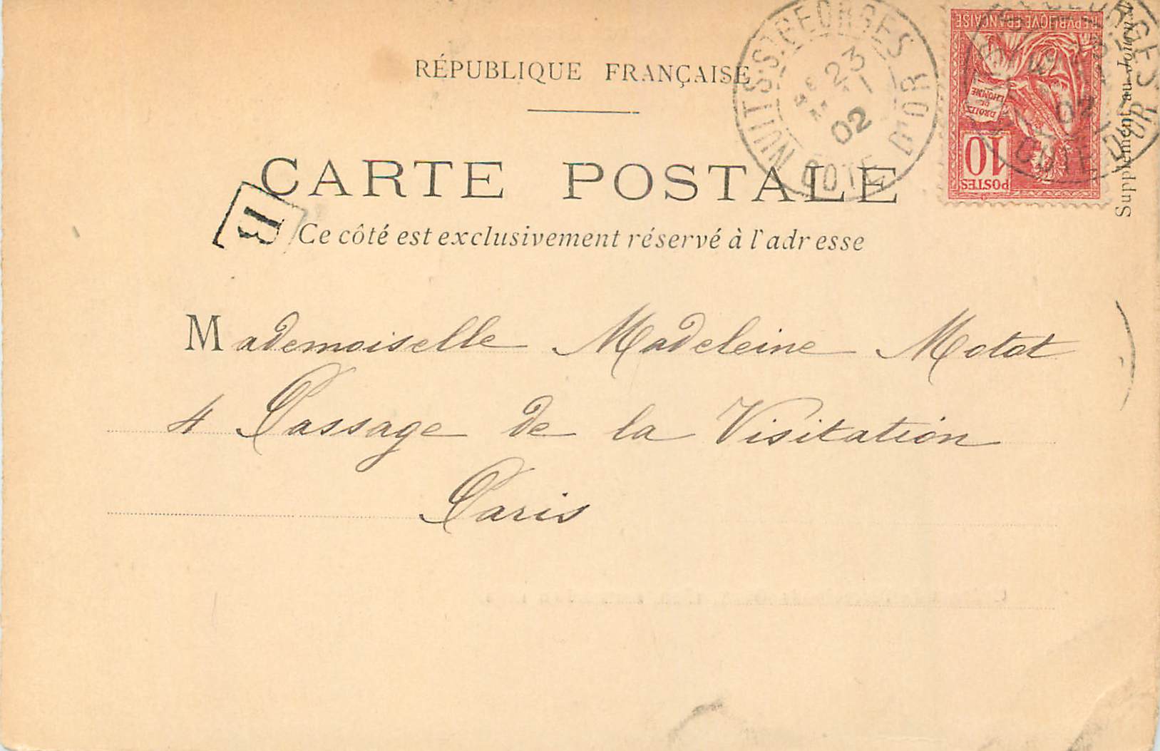 Château de Pierrefonds (Oise) — restauré en 1862 — Le Journal des Demoiselles, 14, rue Drouot — Rückseite