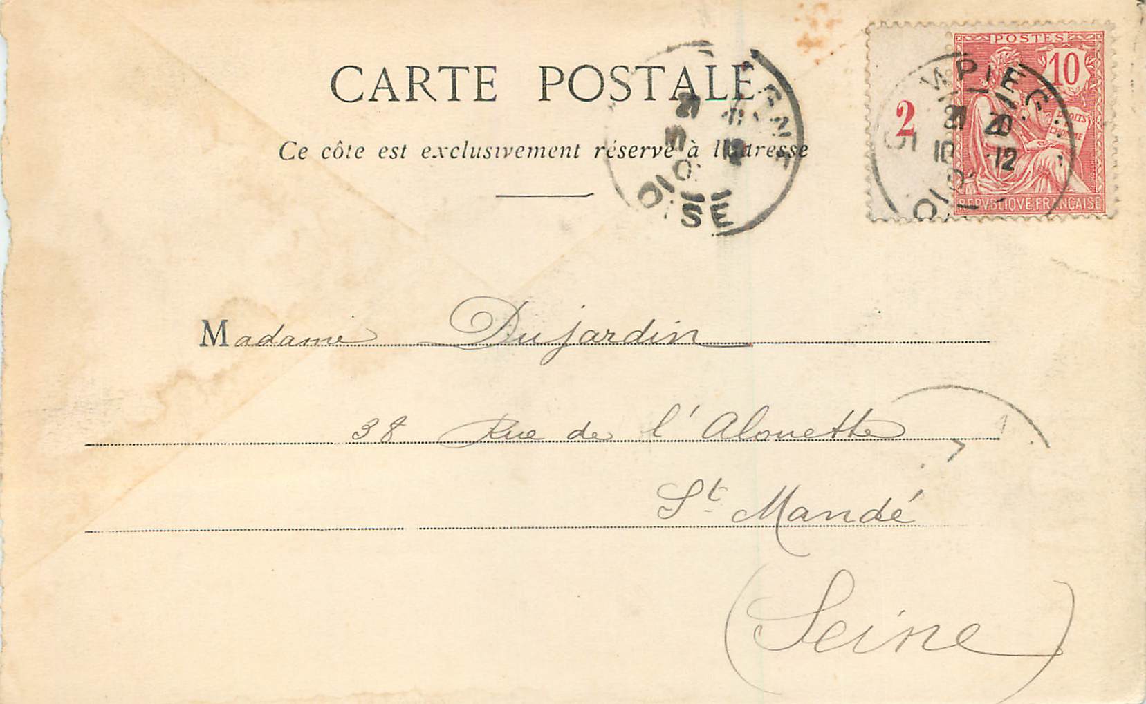 Vintage Postcard Pierrefonds The Castle View Taken from the Road to Villers Cotterets (card 1900) — Back