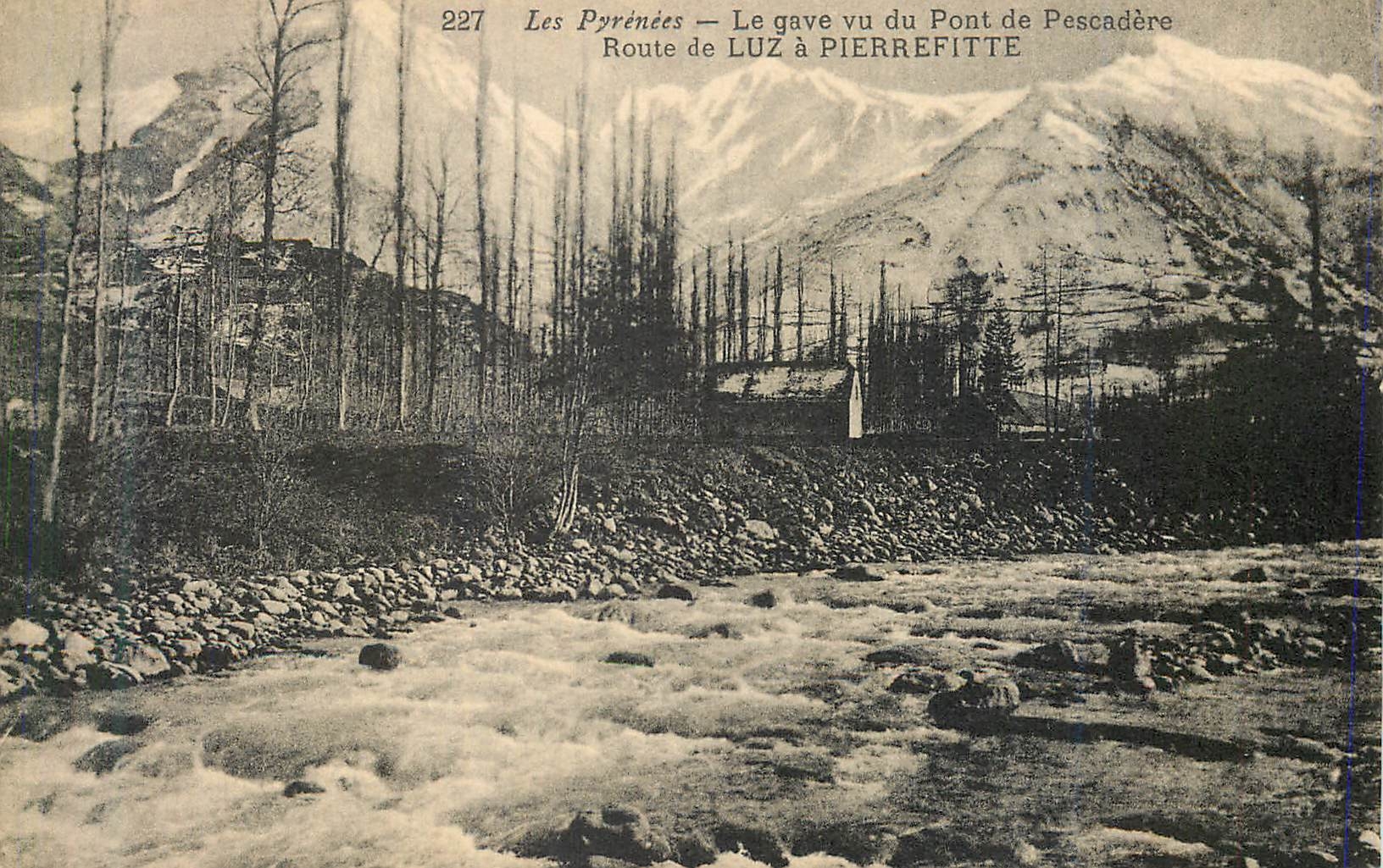 CPA Les Pyrenees Le Gare Vu du Pont de Pescadere Route de Luz a Pierrefitte