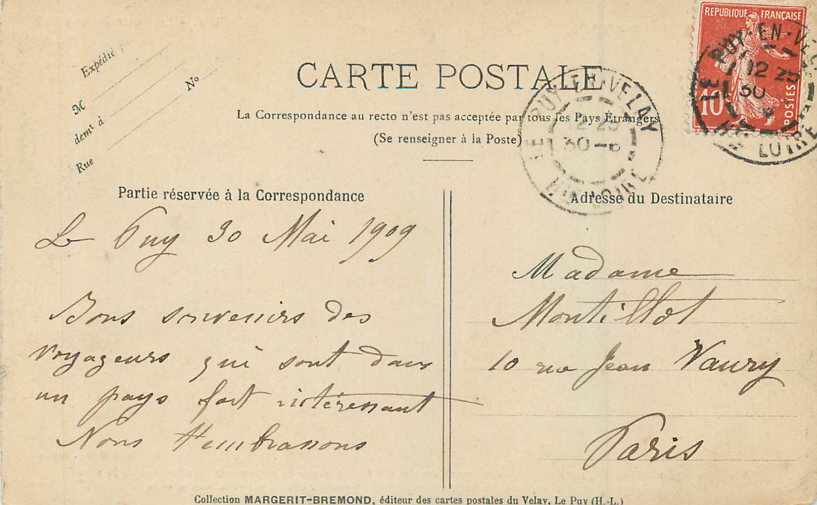 CPA Le Puy La Tour Pannessac Le Velay Illustre — Rückseite