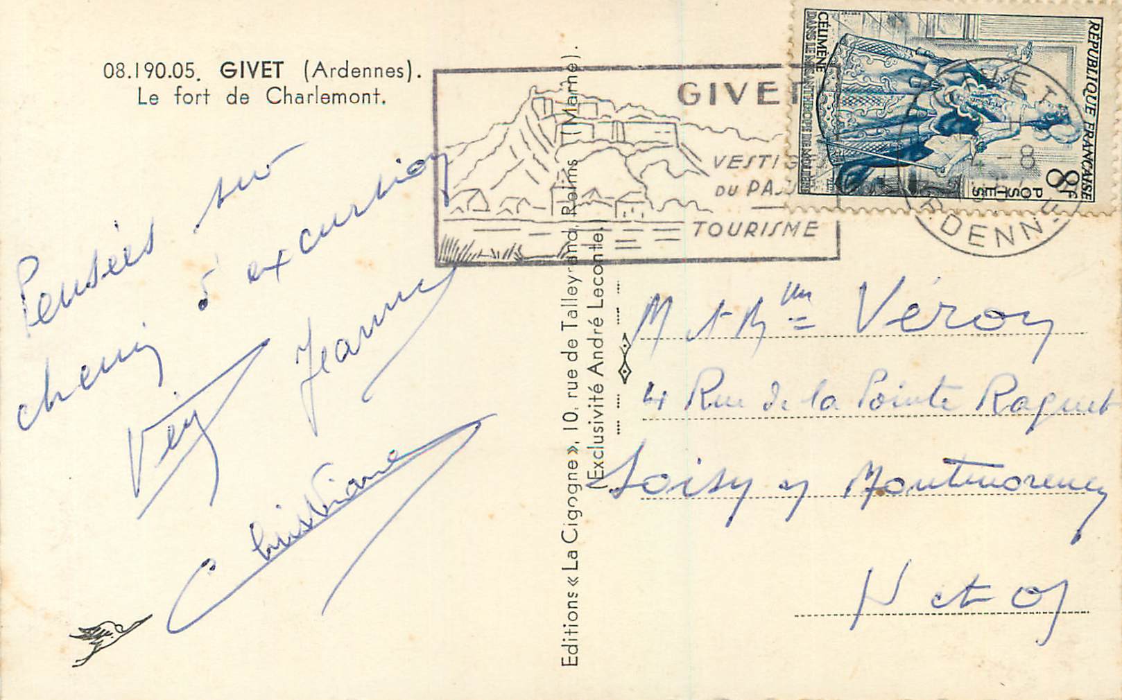 CPM Givet (Ardennes) Le Fort de Charlemont — Rückseite