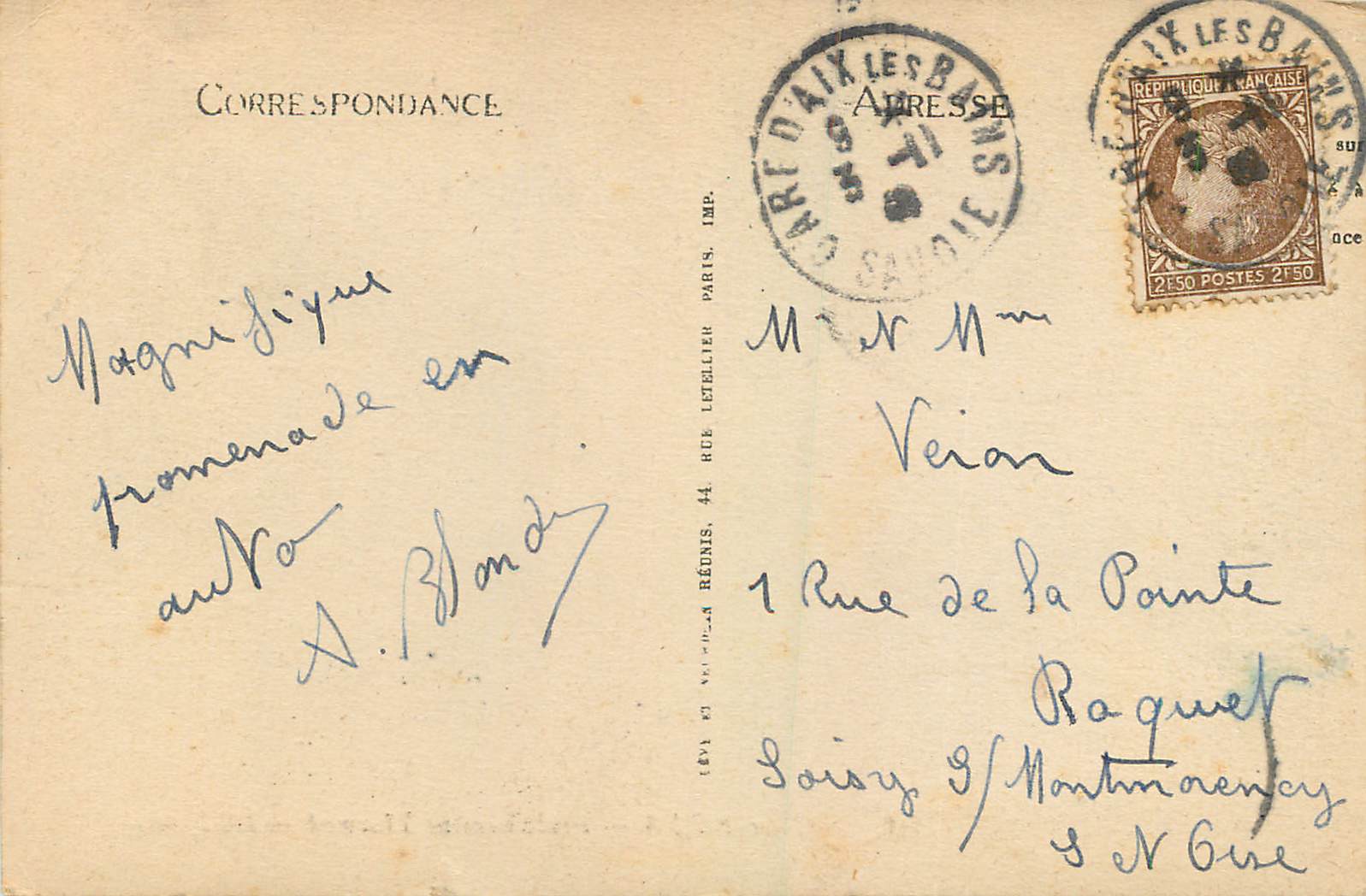 CPA Aix Les Bains Etablissement Thermal — Rückseite