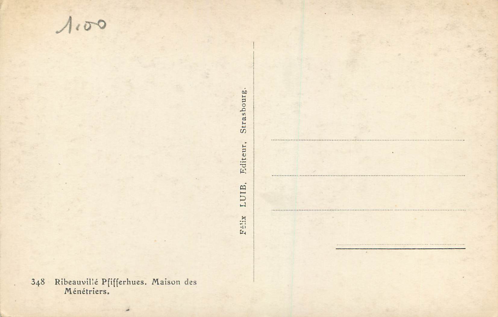 CPA Ribeauville Pfifferhues Maison des Menetriers — Rückseite