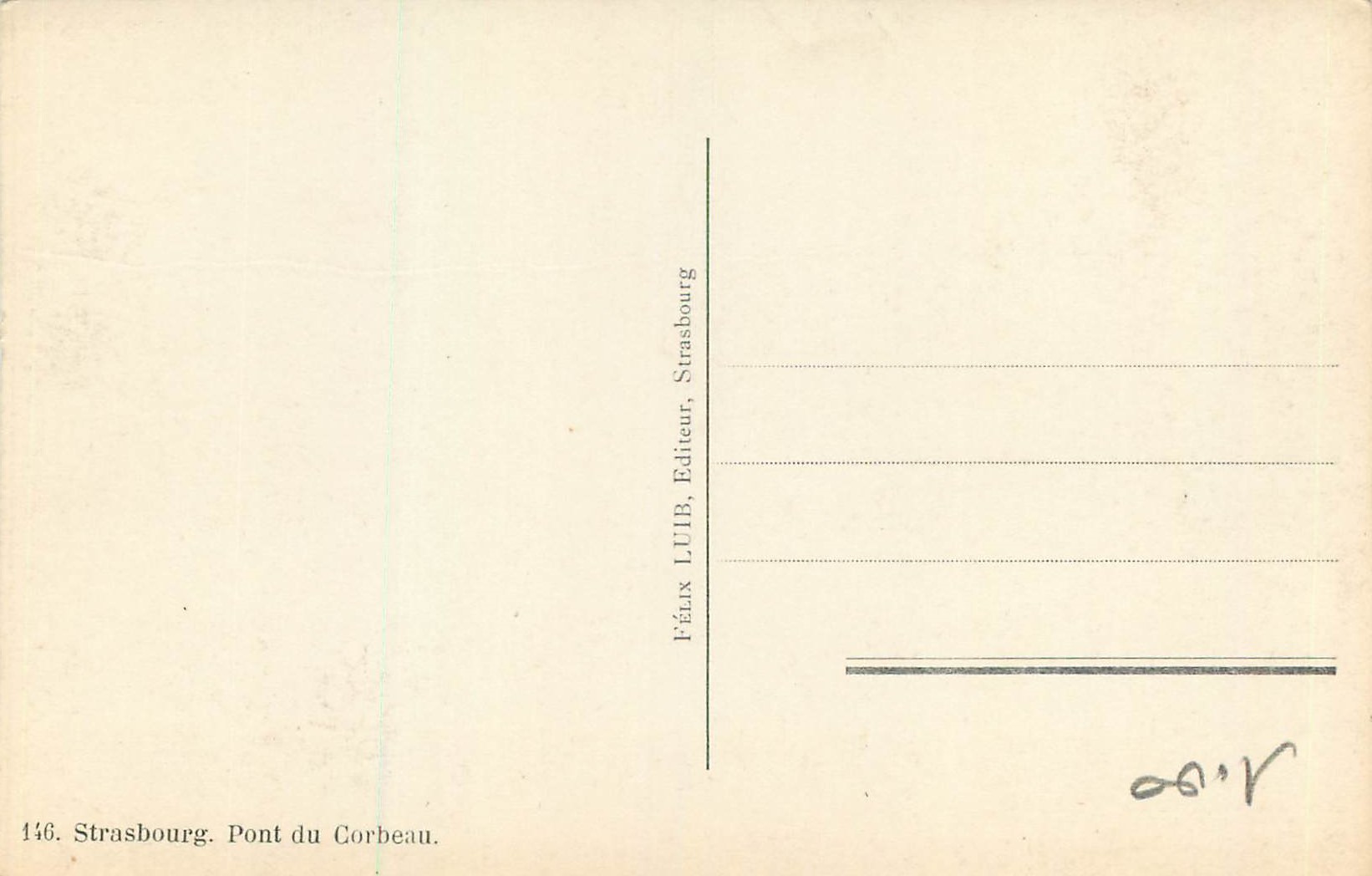 CPA Strasbourg Pont du Corbeau — Rückseite