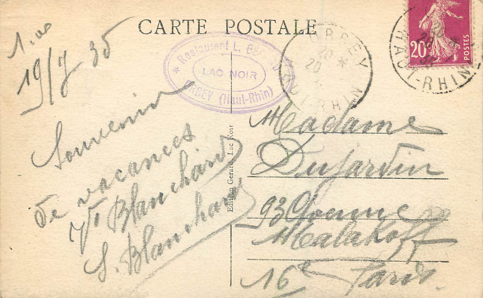CPA Lac Noir (alt 95 m) Ses Rives Pittoresques — Rückseite