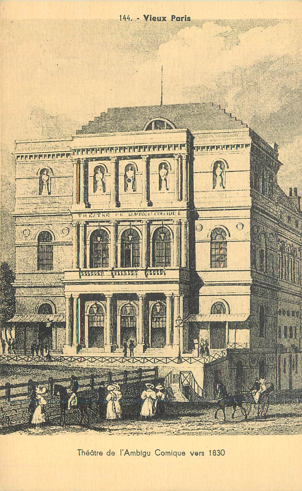 CPA Vieux Paris Theatre de L'ambigu Comique vers 1830