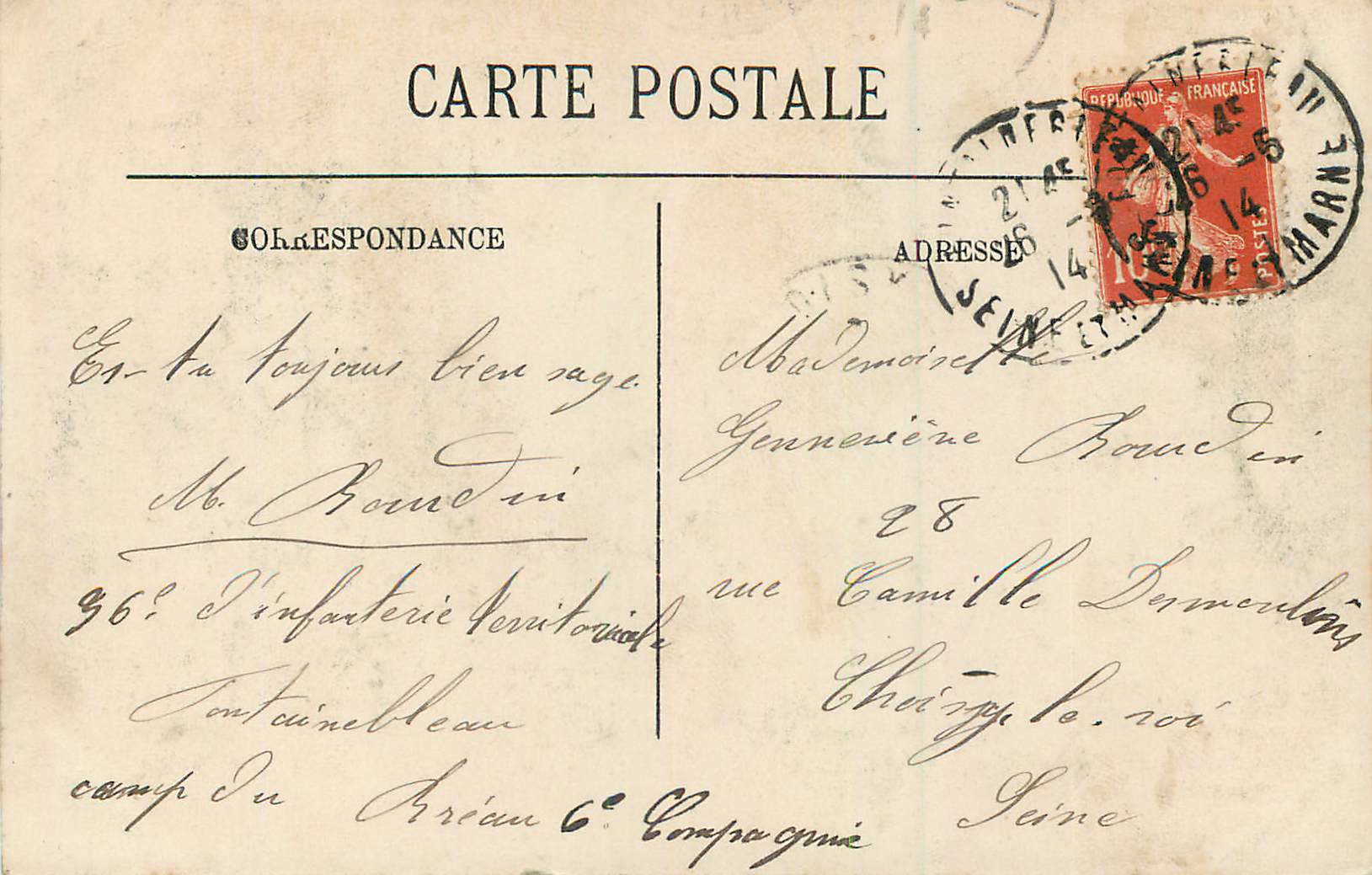 Fontaine de Napoléon dans le Parc — Fontainebleau — LL. — N° 388 — Verso