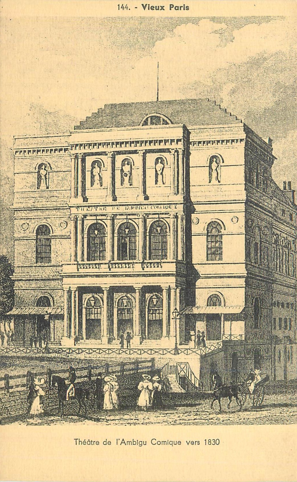 CPA Vieux Paris Theatre de L'Ambigu Comique vers 1830