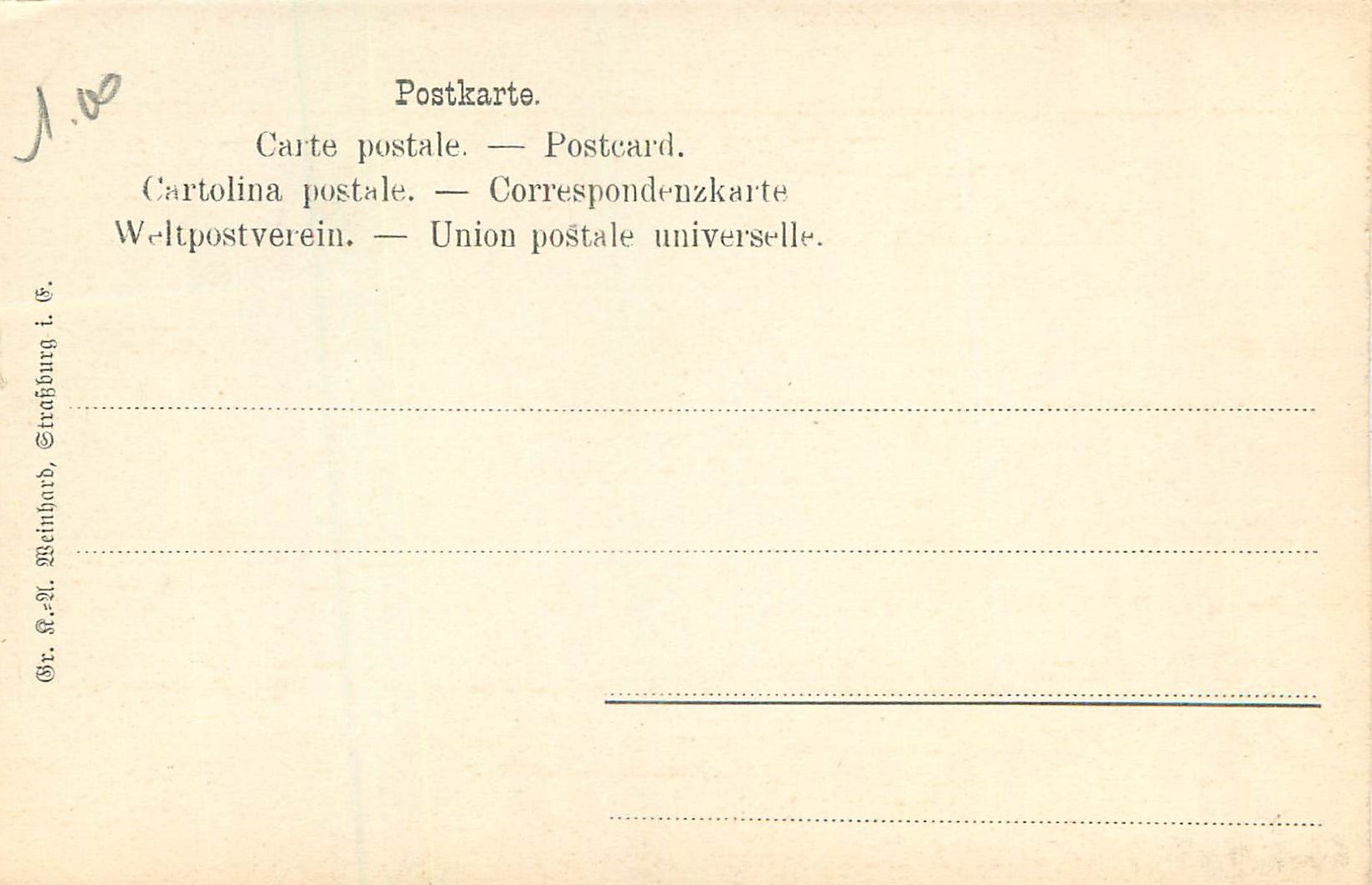 CPA Strasbourg Cathedrale Tympan du Grand Portail — Rückseite