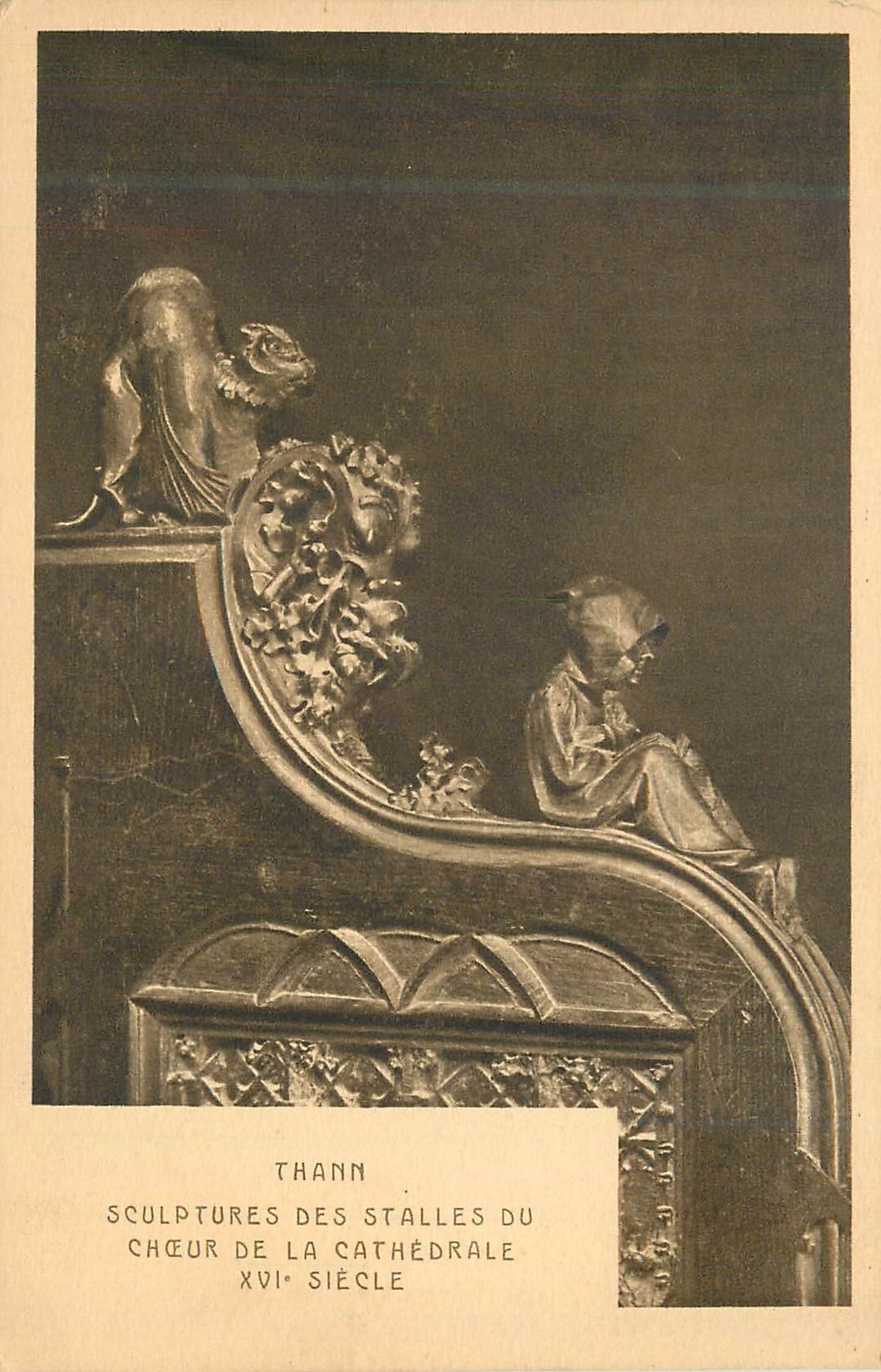 CPA Thann Sculptures des Stalles du Choeur de la Cathedrale XVI Siecle